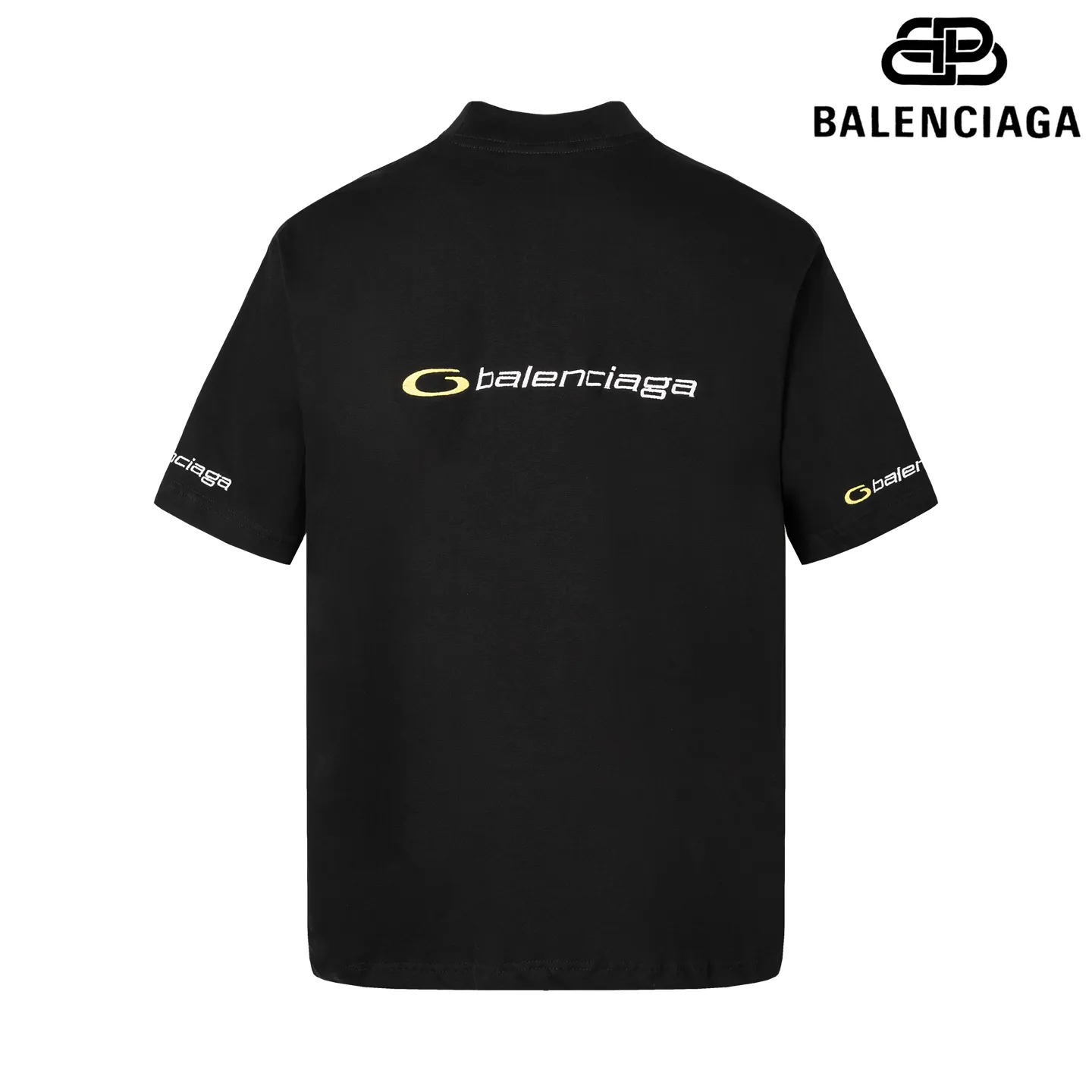 🅿️180 9209# Detailed picture Top version [[BALENCIA*GA] Official website quality Paris new classic letter LOGO embroidered short-sleeved T-shirt OS version Loose dropped shoulders Unisex style Fabric: 260 grams 100% cotton double yarn Craftsmanship: Embroidery on the front and rear panels, left and right sleeves Garment wash Shape solid color Color: Black Mist blue Size: XS S M L