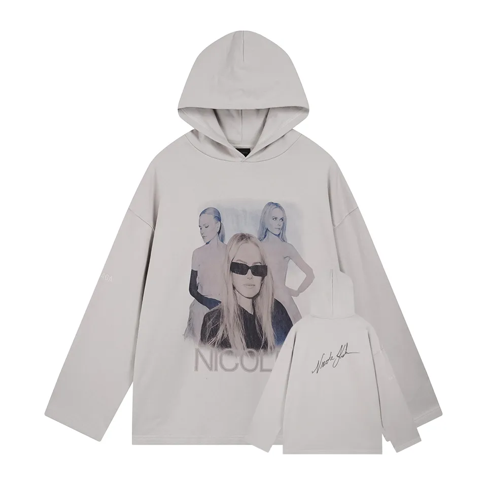 🅿️370 - BALENCI*GA Paris NICOLE artistic hooded sweatshirt. The front and back patterns are made of Conley direct injection. The sleeves are finely embroidered by imported Tajima embroidery machines. Customized matching hardware. Overweight craftsmanship. Clear letters. Three-dimensional effect. Exclusively pattern-woven and dyed 460g fabric. Threads are dyed in the same cylinder with zero color difference. Brick cabinet synchronization. Welcome to compare. Same style for men and women -Color: off-white -SIZE: Xs S M L Style number 8978#