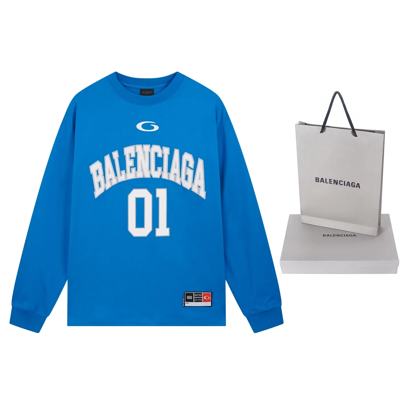 🅿️260 real photos [Top version. Official website quality] BALENCI*GA/Paris.SS25 latest basketball uniform embroidered printed long-sleeved T-shirt. The front embroidery is embroidered and printed using a Tajima computer embroidery machine, the lower left corner is stamped, and the back piece is printed. Brick cabinets are synchronized. Genuine products are developed at the first time. The fabric is made of Paris ZP custom-woven and dyed cotton double yarn. Weighing 260 grams, the cloth surface is clean. The cloth pattern is clear, soft and comfortable. The threads are dyed with no color difference. The printing uses environmentally friendly imported materials, the letters are clear and the effect is three-dimensional. The version adopts OS loose shoulder design. Same style for men and women. Code: BL255069 Color: black, white, purple, orchid. Size: XS S M L