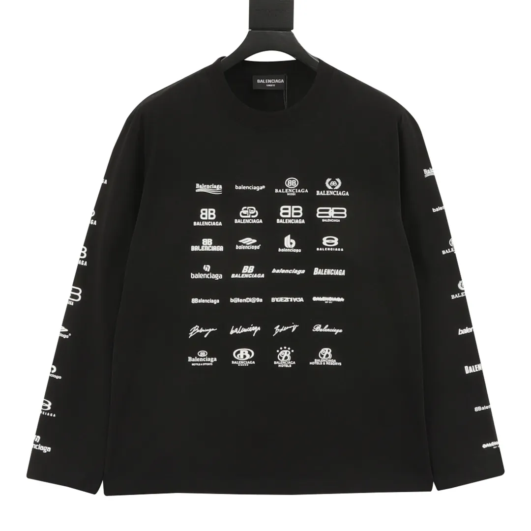 🅿️360 Balenciaga classic logo printed long-sleeved T-shirt size: XS-XL
