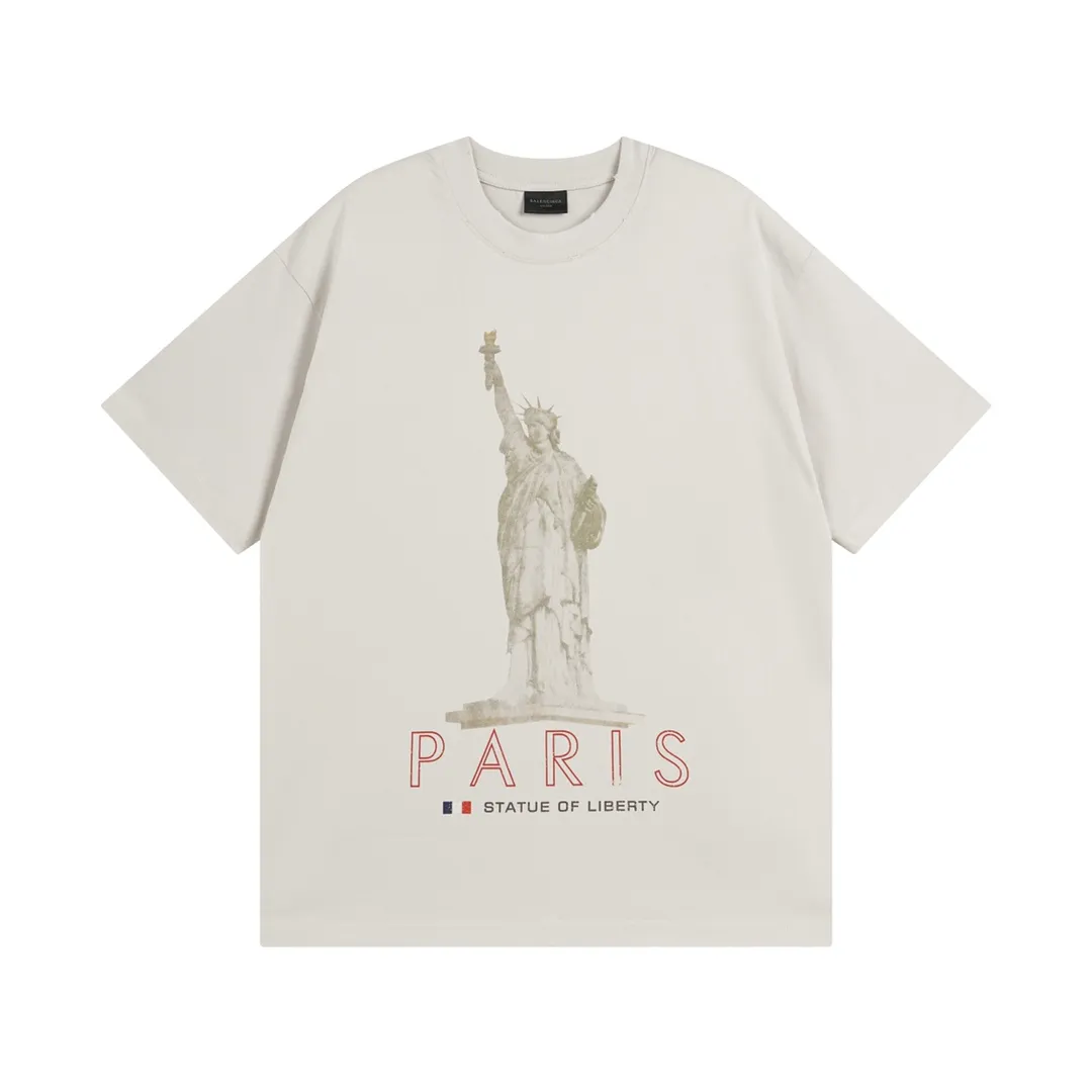 🅿️194 Detail Picture [Top version. Official website quality] BALENCI*GA/Paris. 2024 catwalk style goddess washed and distressed short-sleeved T-shirt 2024 new style. All pattern details, colors and Y-board customization. Note that the entire pattern of the authentic product is a night scene with the moon🌙 pattern light. See the picture for delivery at Jubie Market. Brick cabinets are synchronized. Genuine products are developed at the first time, and you can print and compare! The fabric is made of Paris ZP custom-woven and dyed cotton double yarn. Weighing 260 grams, the cloth surface is clean. The cloth pattern is clear, soft and comfortable. The threads are dyed with no color difference. The printing uses environmentally friendly imported materials and self-inking direct injection, with clear letters and three-dimensional effect. The entire garment is washed and distressed. The version adopts OS loose shoulder design. Same style for men and women. Code: BL223361 Color: washed black, beige. Size: XS to L