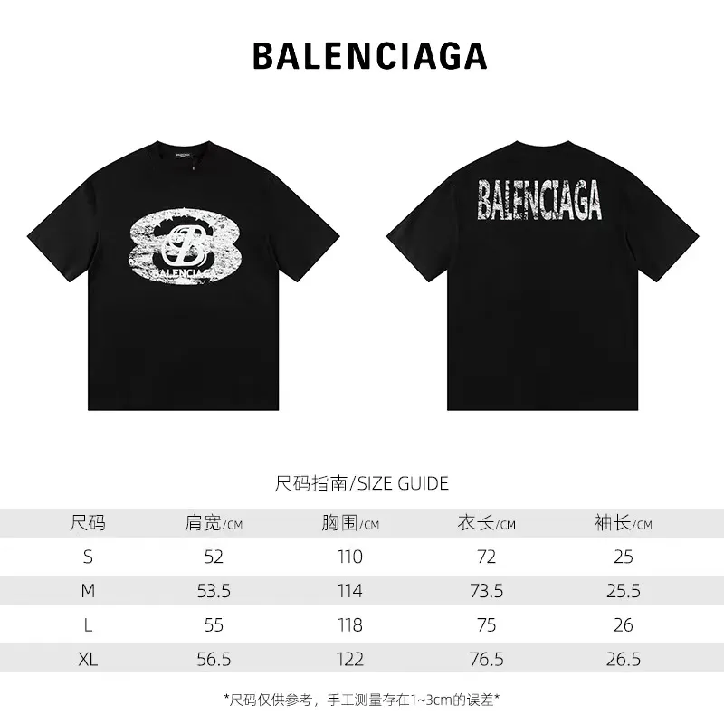 🅿️146 Style: 2026 new Balenciaga short-sleeved T-shirt Material: High version 300g double yarn combed cotton Size: S～XL Color: black and white Style number: H1013