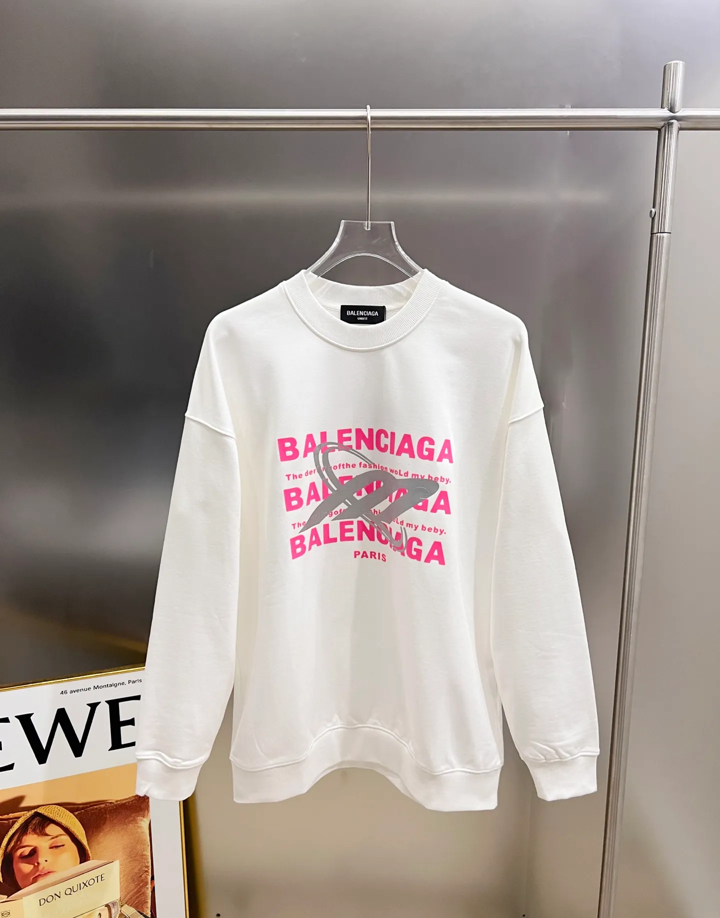 🅿️260 BAL Balenciaga 2025 Autumn and Winter New Style Round Neck Long Sleeve Sweater Classic Letter Foam Printing + Hot Silvering Process Uniform Loose Version for Men and Women S M L XL XXL Five Codes Color: Black White