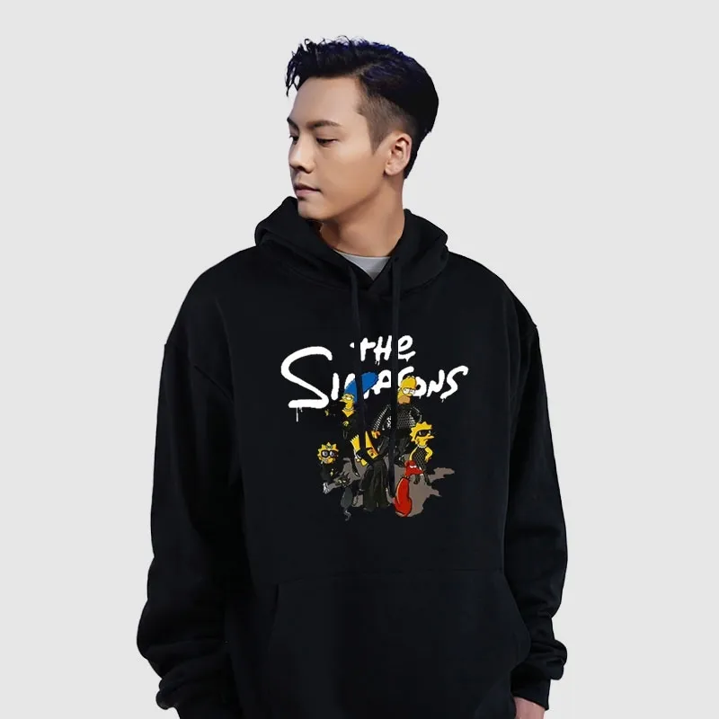 ♻️💯Upper body reference model picture❤️Spring and autumn top-notch proven version Balenciaga BALENCIAGA The Simpsons cartoon pattern explosion pattern pure cotton loose hooded sweatshirt for men and women couples. The process uses Kornit printing cracking effect. The front panel printing glue bursting effect uses imported transparent slurry to scrape the bottom to make the printing bursting feel uniform. (PS: If this process is missing, the printing will easily fall off in large areas after cracking.) The embroidery at the hem uses a Tajima embroidery machine imported from Japan, which makes the size and spacing of the letters even, and the hollows of the letters will not be filled. Precise craftsmanship, full of details. The fabric is made of 520g crystal composite fleece cotton, brand new, washed, and labeled. Genuine products are consistent and synchronized, and coded authentic products are consistent and synchronized. Top tested version, accurate and flawless.  Color: White Blue Black Size: XS-L P:520