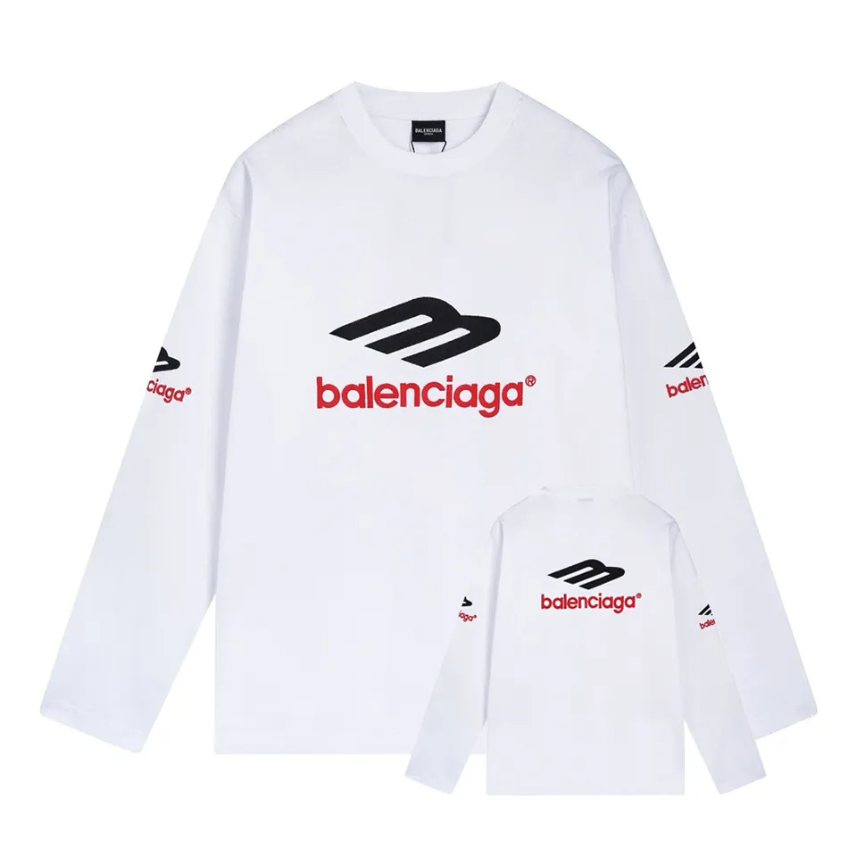 🅿️250 BALENCI*GA Paris 3M embroidered long sleeve. The fabric is made of Paris custom-woven and dyed double yarn pure cotton fabric. The weight is 280g. The thread is custom-woven and dyed without color difference. The front and back panels are embroidered with imported Tajima machines. Two high-temperature setting washes. os dropped shoulders and loose version. Same style for men and women -Color: black ivory -SIZE: XS S M L Style No. 8610#