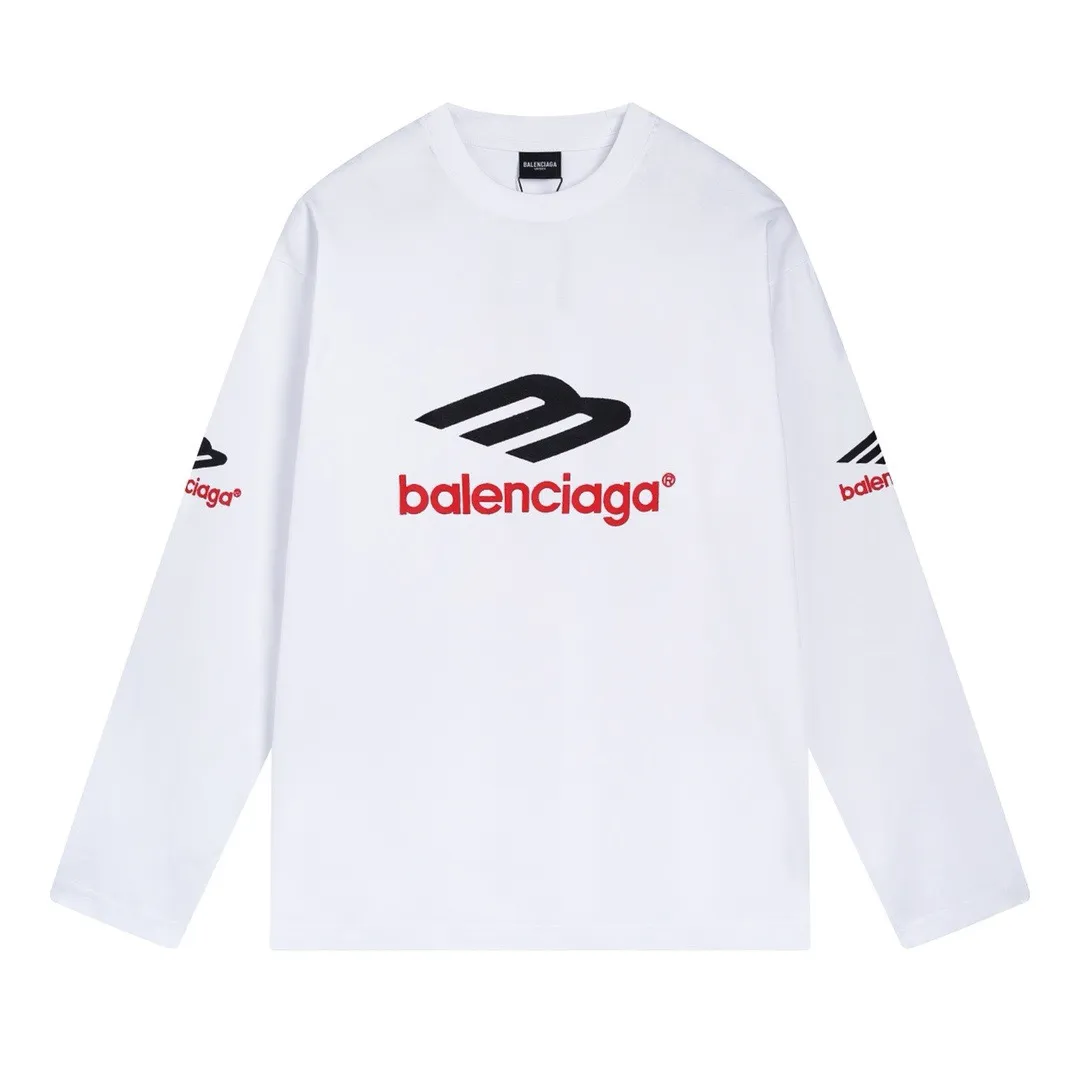 🅿️250 BALENCI*GA Paris 3M embroidered long sleeve. The fabric is made of Paris custom-woven and dyed double yarn pure cotton fabric. The weight is 280g. The thread is custom-woven and dyed without color difference. The front and back panels are embroidered with imported Tajima machines. Two high-temperature setting washes. os dropped shoulders and loose version. Same style for men and women -Color: black ivory -SIZE: XS S M L Style No. 8610#