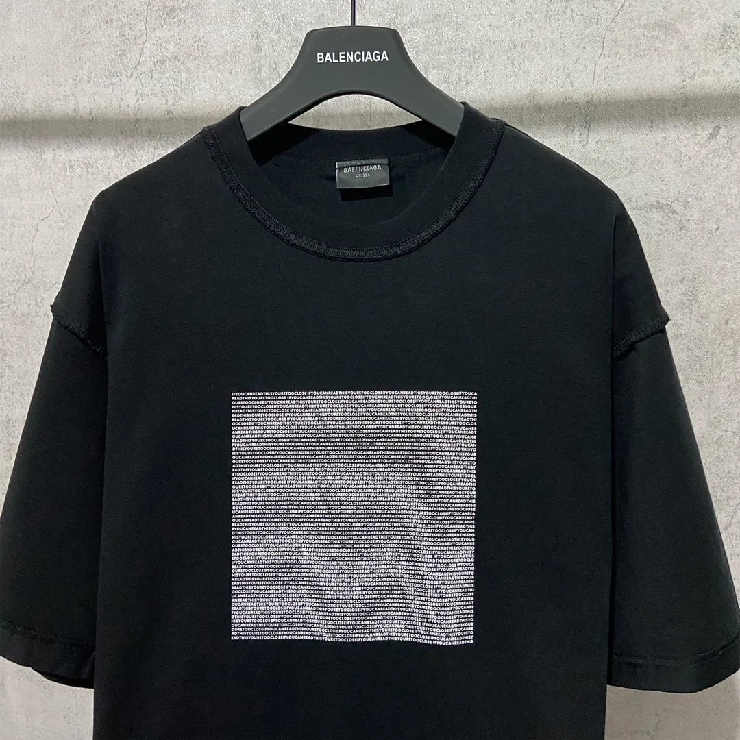 🅿️160 9136# Actual photo top version [[BALENCIA*GA] official website quality Paris new joint GENERATED series reverse stitched short-sleeved T-shirt OS version loose dropped shoulders Unisex fabric: 260g 100% cotton double yarn Process: front panel 3D three-dimensional silicone heat transfer reverse stitching garment wash shaping solid color Color: black white Size: XS S M L