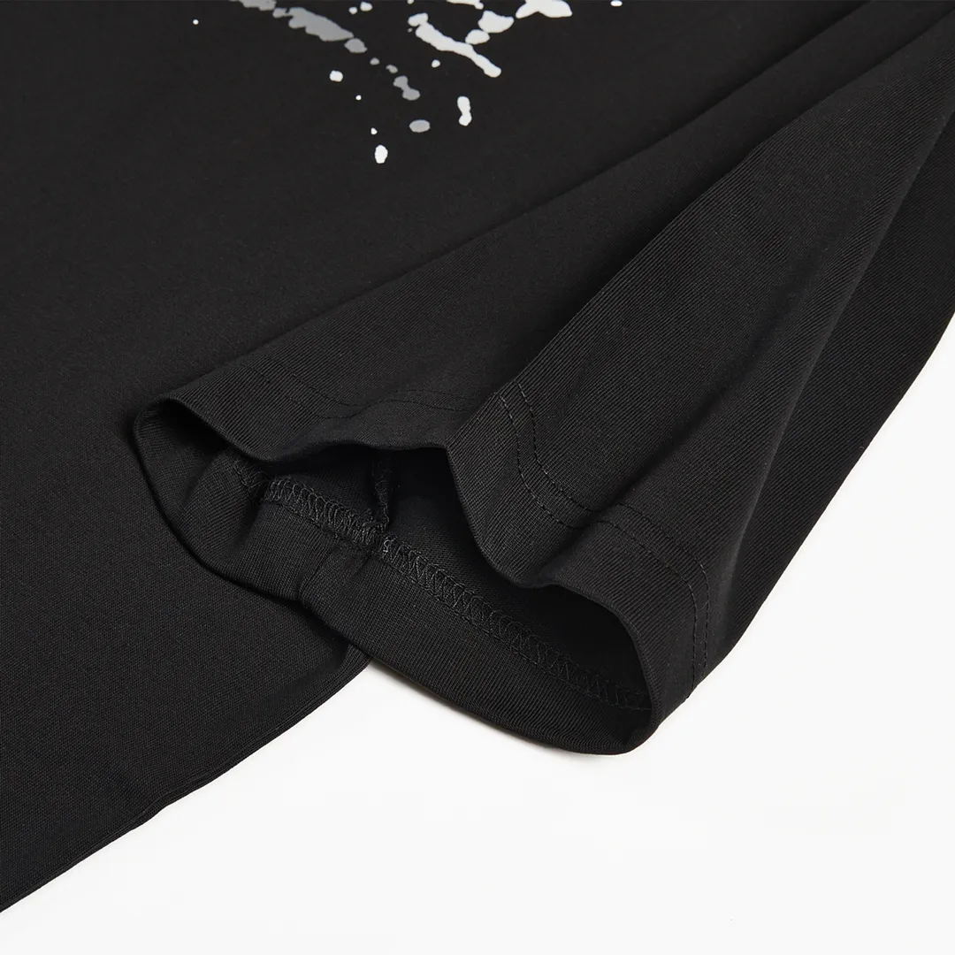 🅿️160 9113# Detailed picture Top version [[BALENCIA*GA] official website quality Paris' new blurred cola front and back graffiti printed short-sleeved T-shirt OS version Loose dropped shoulders Unisex fabric: 260 grams 100% cotton double yarn Technology: front and rear panel printing Garment wash Shape solid color Color: black Size: XS S M L