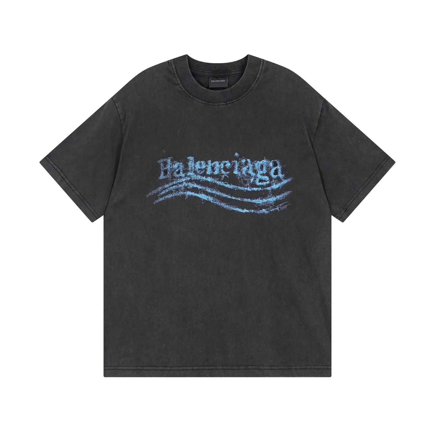 🅿️186 Note: Women’s version, real photos [Top version. Official website quality] BALENCI*GA/Paris #SS25 new style front and back wave print direct-injection printed washed short-sleeved T-shirt. 2025 spring and summer brick cabinet synchronization welcomes comparison. The fabric is made of Paris ZP custom-woven and dyed cotton double yarn, weighing 260 grams. The cloth surface is clean. The cloth pattern is clear, soft and comfortable. The threads are dyed with no color difference. The printing adopts computer direct printing, and the effect is three-dimensional. Restore the brick cabinet, adopt the medium version. Women's version Code: BL253731 Color: Washed black, sky blue Size: XS S M L
