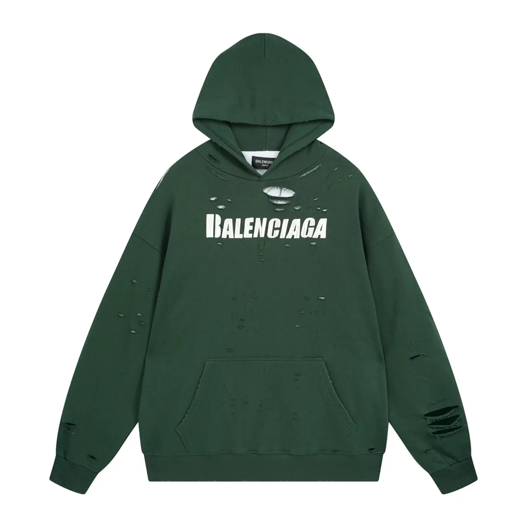🅿️396 Detailed picture [Top version. Official website quality] BALENCI*GA/Paris. Classic style. 22SS #BALENCI*GA# Artistic ripped hole and velvet inner two-piece hooded sweatshirt. Autumn and winter brick cabinets are synchronized. Welcome to compare. The fabric is made of Paris ZP custom-woven and dyed cotton double yarn David coat with velvet lining. The fabric pattern is clear, soft and comfortable. The threads are woven and dyed with no color difference. The classic letter LOGO adopts precision stencils, imported environmentally friendly rubber paddles, and turtle crack printing, with a three-dimensional effect. Garment positioning art is worn with holes, hem threads, hat brim, and bag mouth are hand-worn vintage. Restore brick cabinets, and adopt OS loose shoulder style. Same style for men and women Coding: BL238001 Color: Black. White. Hulan. Brown. Dark green. Burgundy. Purple Size: XS S M L