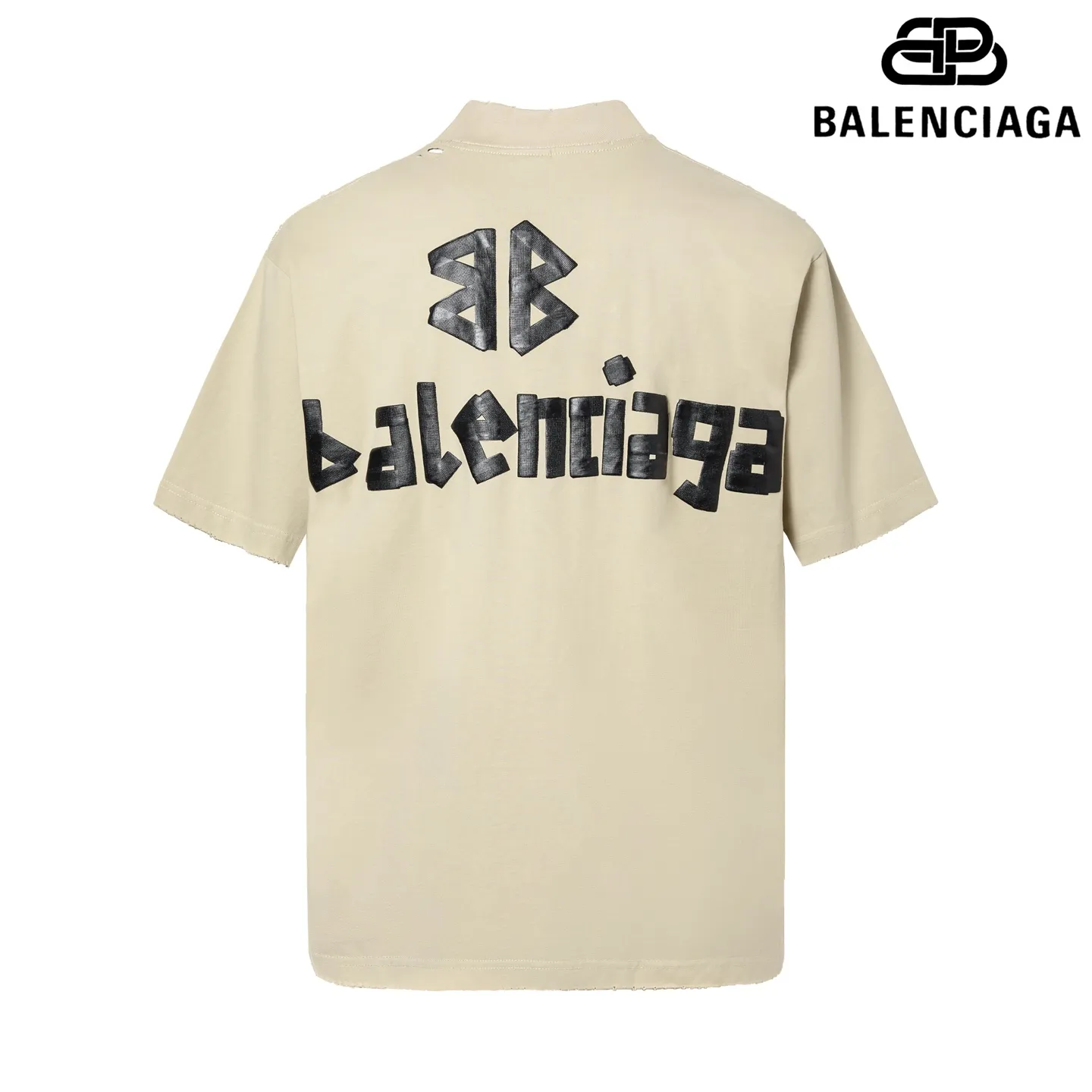 🅿️180 9110# Detailed picture Top version [[BALENCIA*GA] official website quality Paris new yellow tape bandage digital direct printing short-sleeved T-shirt OS version loose dropped shoulders Unisex style Fabric: 260g 100% cotton double yarn Process: front and rear digital direct printing Garment wash worn distressed fixed color Color: gray blue white washed blue burgundy green Black silver rose red khaki Size: XS S M L