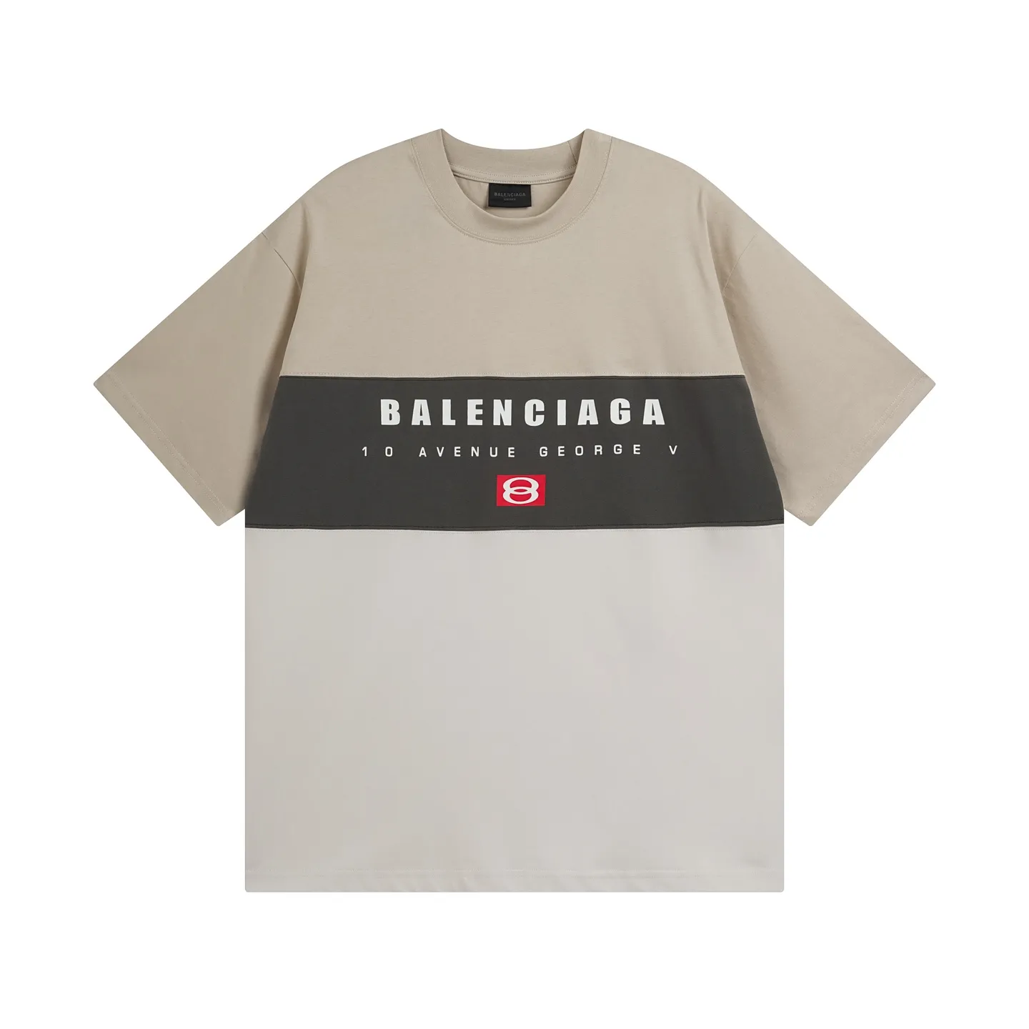 🅿️206 Actual pictures [Top version. Official website quality] BALENCI*GA/Paris.SS25 latest model. Color splicing series. New LOGO monogram printing. Spliced ​​short-sleeved T-shirt. Brick cabinet synchronization. Genuine development at the first time. The fabric is made of Paris ZP custom-woven and dyed cotton double yarn. Weighing 260 grams, the cloth surface is clean. The cloth pattern is clear, soft and comfortable. The threads are dyed with no color difference. The printing is made of environmentally friendly imported materials. The letters are clear and the effect is three-dimensional. The version adopts OS loose shoulder design. Same style for men and women. Code: BL253657 Color: black gray, apricot Size: XS S M L