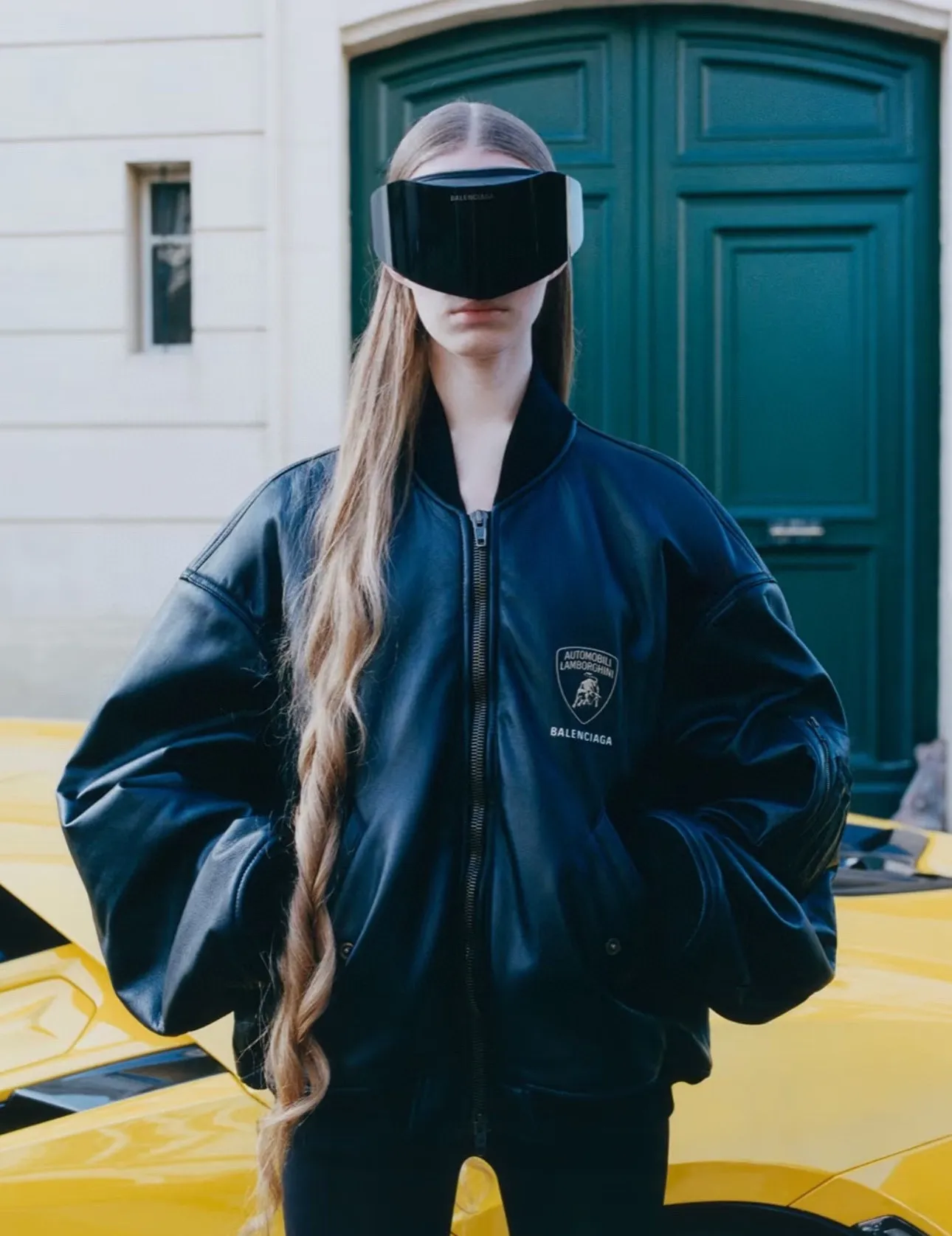 Balenciaga / Balenciaga Lamborghini joint embroidered baseball flight leather jacket upper body consultation picture ℹ️