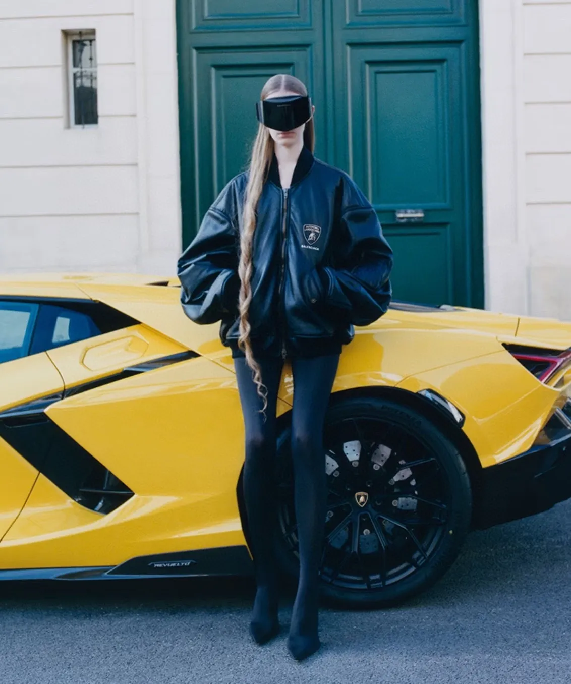 Balenciaga / Balenciaga Lamborghini joint embroidered baseball flight leather jacket upper body consultation picture ℹ️