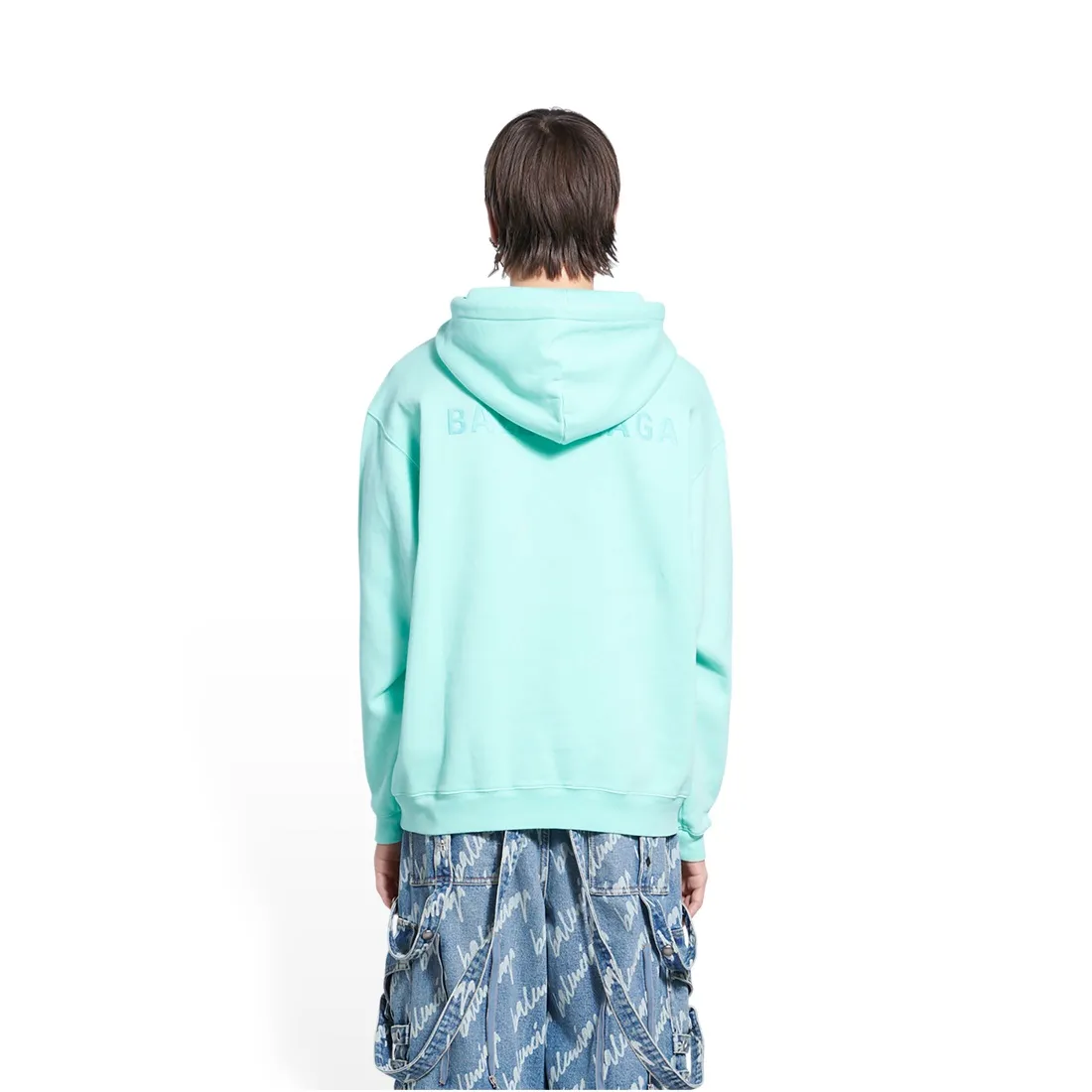 ♻️💯Upper body reference model picture❤️Top version BALENCIAGA large back LOGO basic letters pure cotton loose loose male and female couples same style fashion brand high-end embroidered cotton hoodie hooded sweatshirt The god of simplicity in Paris, a volume sought after by many stars. Lisa’s favorite basic short-sleeved Paris style, which has a very high appearance rate. Wear alone, paired with jeans, shorts, and sweatpants, it's a versatile style. Xiaohongshu, a hot item on INS, a must-have for Paris fans.  Using Tajima embroidery technology imported from Japan, the printing looks very three-dimensional and full, with no threads. Regardless of the size, the front and back letters can be expressed perfectly! The fabric is made of 460g pure cotton combed terry fabric!  A complete set of customized tags, collar tags, washed, plastic bags, and most importantly, a complete set of bags, tag codes, and codes are all authentic.  Color: mint green dark brown Size: XS-L P:450