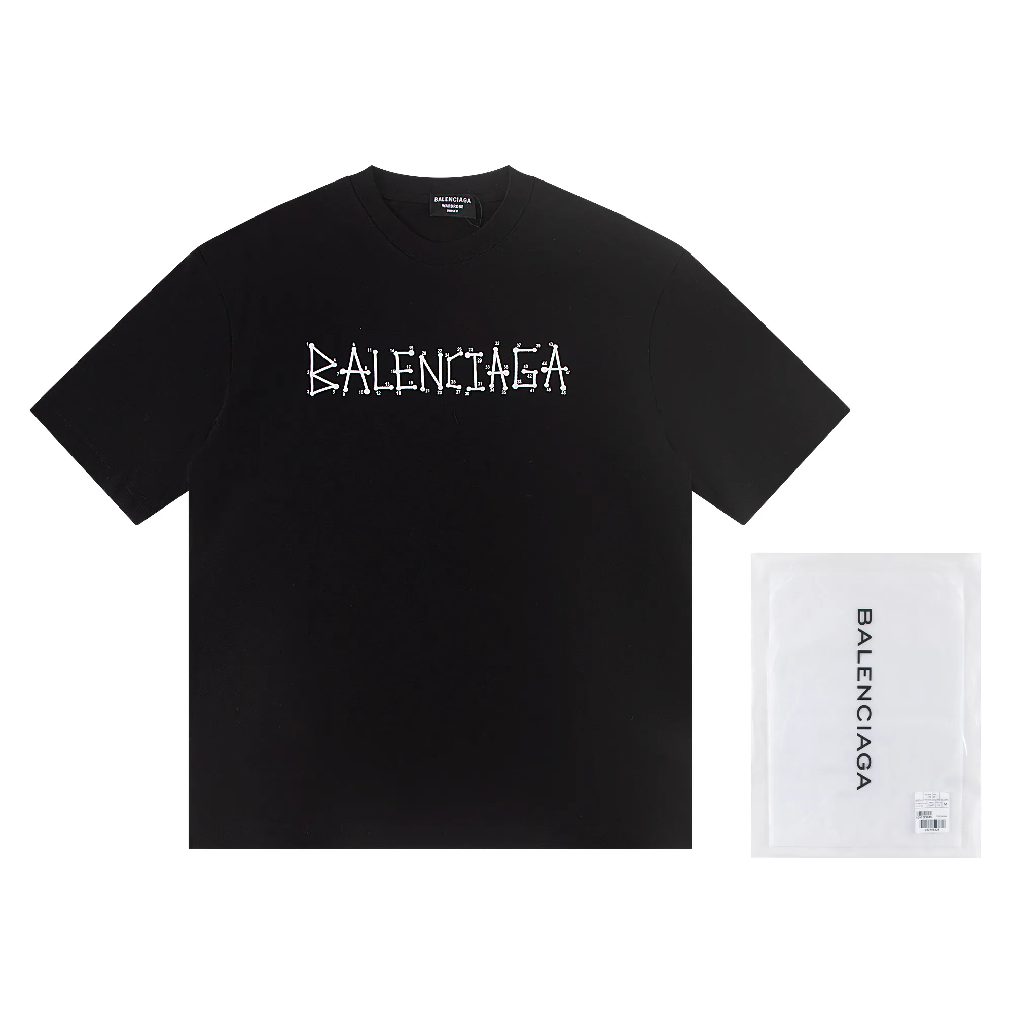 🅿️160 Balenciaga2026 new nail chain T-shirt Material: Made of high version 300g double yarn combed cotton Size: S M L XL Color: black and white Style number: W2805