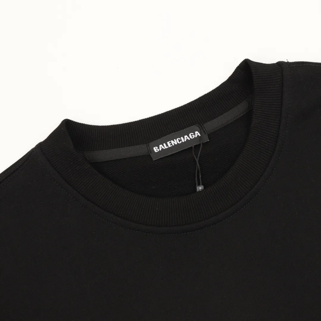 🅿️500 Balenciaga 25FW crack print round neck sweatshirt 480g high-grade combed cotton fabric counter collar label purchase-grade white thick plate hang tag original hanging grain three-dimensional foam print on the front and back strong sense of layering same style for men and women couple style oversize version loose size: S-XL