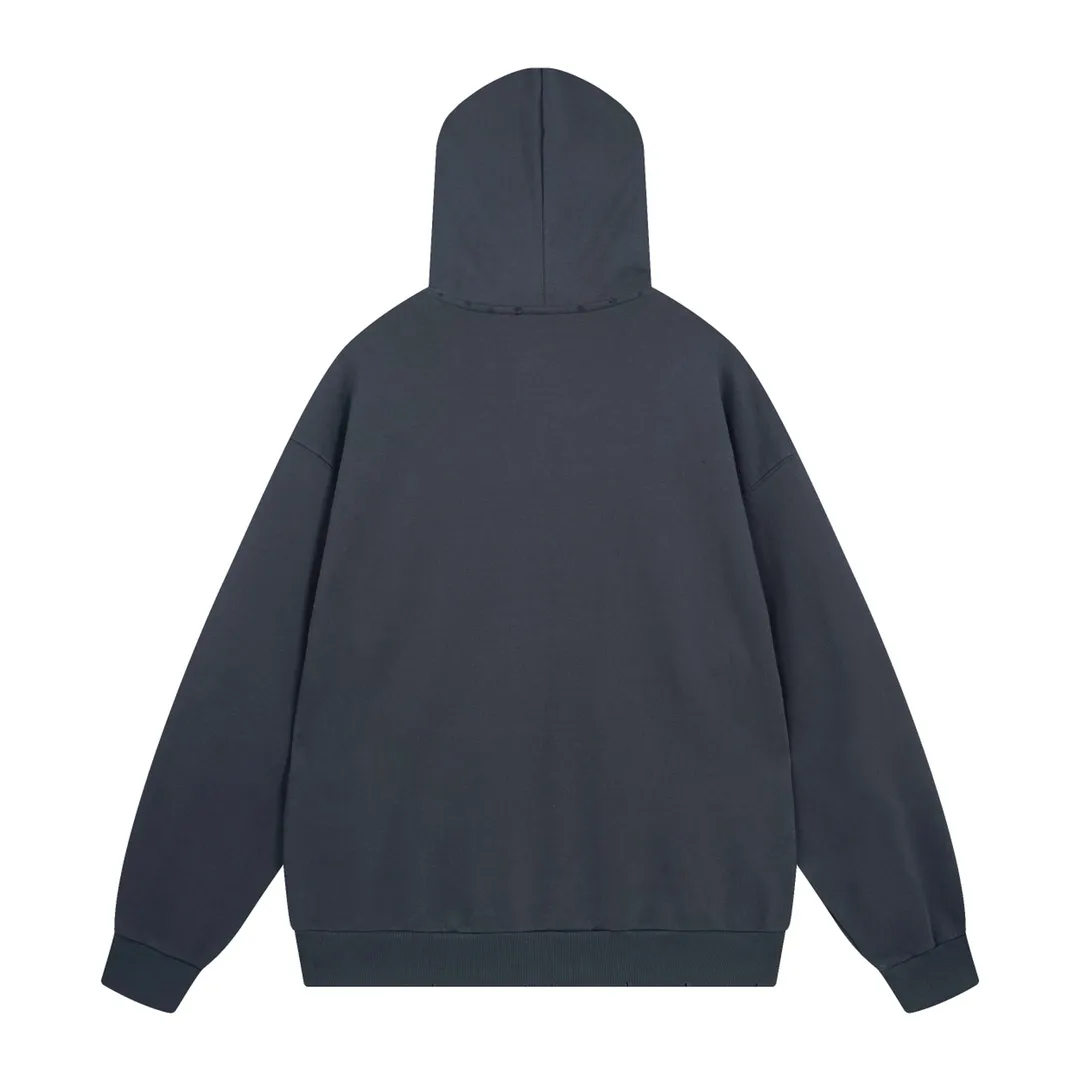 🅿️330 detailed pictures [Top version. Official website quality] BALENCI*GA/Paris BALENCI*GA#2024 latest model, classic letter LOGO graffiti. Toothbrush embroidery ready-to-wear distressed hooded sweatshirt. Brick cabinet synchronization. Genuine products are developed and developed in the first time. Welcome to compare! The fabric is made of Paris ZP custom-woven and dyed cotton sweatshirt. The weight is 450 grams. The cloth surface is clean. The cloth pattern is clear. It is soft and comfortable. It has good color fastness and is not easy to change color. The threads are woven and dyed with no color difference. The embroidery is done using imported Tajima embroidery machines. Over 10W needlework and extremely complex craftsmanship. The effect is three-dimensional and the lines are clear. No rough edges and lines. Ultra-high-tech embroidery. The hand-painted worn-out effect of ready-made garments. The version adopts OS loose shoulder design. Same style for men and women. Code: BL238030 Color: Dark blue gray. Floral gray. Washed blue Size: XS S M L