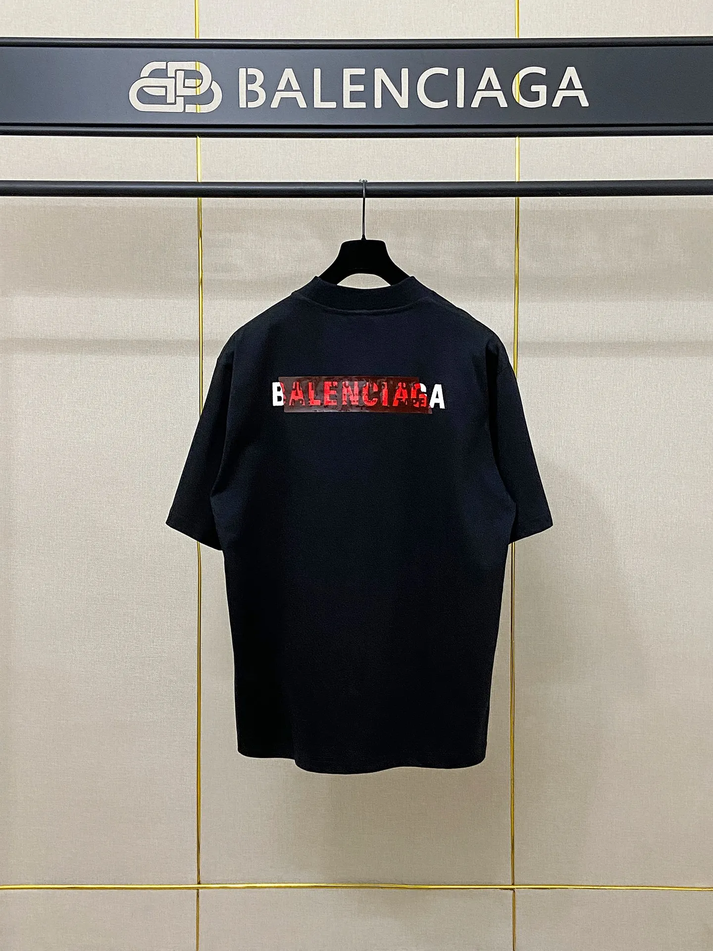 🅿️180 9201# real shot top version [[BALENCIA*GA] official website quality Paris new front and back letter embroidery tape taped short-sleeved T-shirt OS version loose dropped shoulders Unisex style Fabric: 260g 100% cotton double yarn Technology: front and back embroidery front and back taping garment wash shaping solid color Color: black white blue floral gray Size: XS S M L