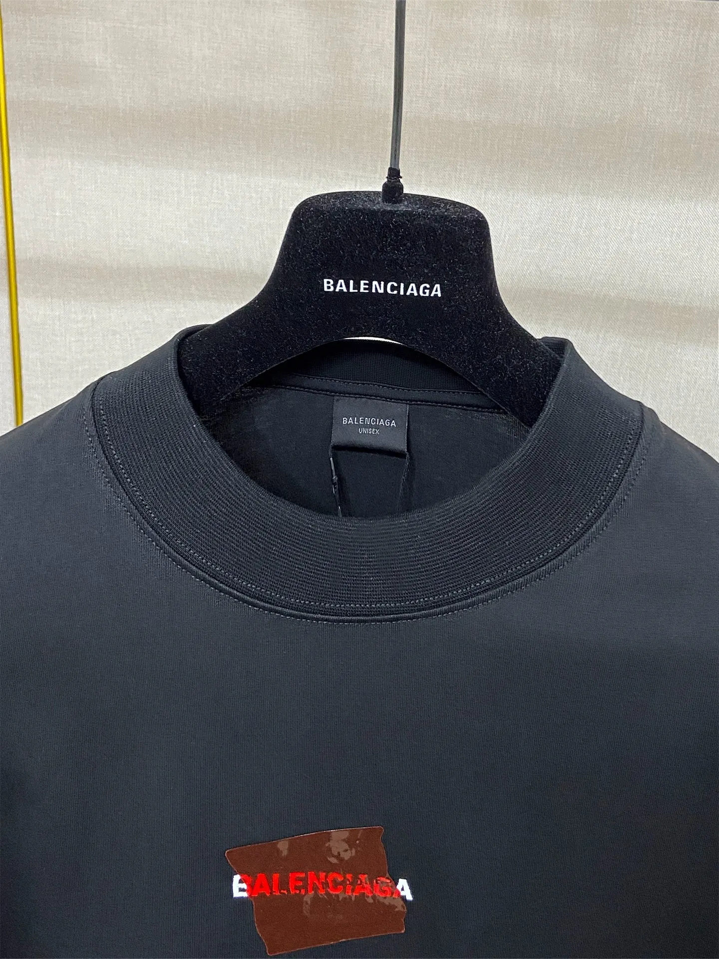 🅿️180 9201# real shot top version [[BALENCIA*GA] official website quality Paris new front and back letter embroidery tape taped short-sleeved T-shirt OS version loose dropped shoulders Unisex style Fabric: 260g 100% cotton double yarn Technology: front and back embroidery front and back taping garment wash shaping solid color Color: black white blue floral gray Size: XS S M L