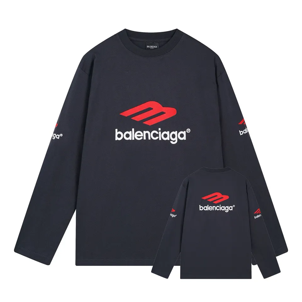 🅿️250 BALENCI*GA Paris 3M embroidered long sleeve. The fabric is made of Paris custom-woven and dyed double yarn pure cotton fabric. The weight is 280g. The thread is custom-woven and dyed without color difference. The front and back panels are embroidered with imported Tajima machines. Two high-temperature setting washes. os dropped shoulders and loose version. Same style for men and women -Color: black ivory -SIZE: XS S M L Style No. 8610#