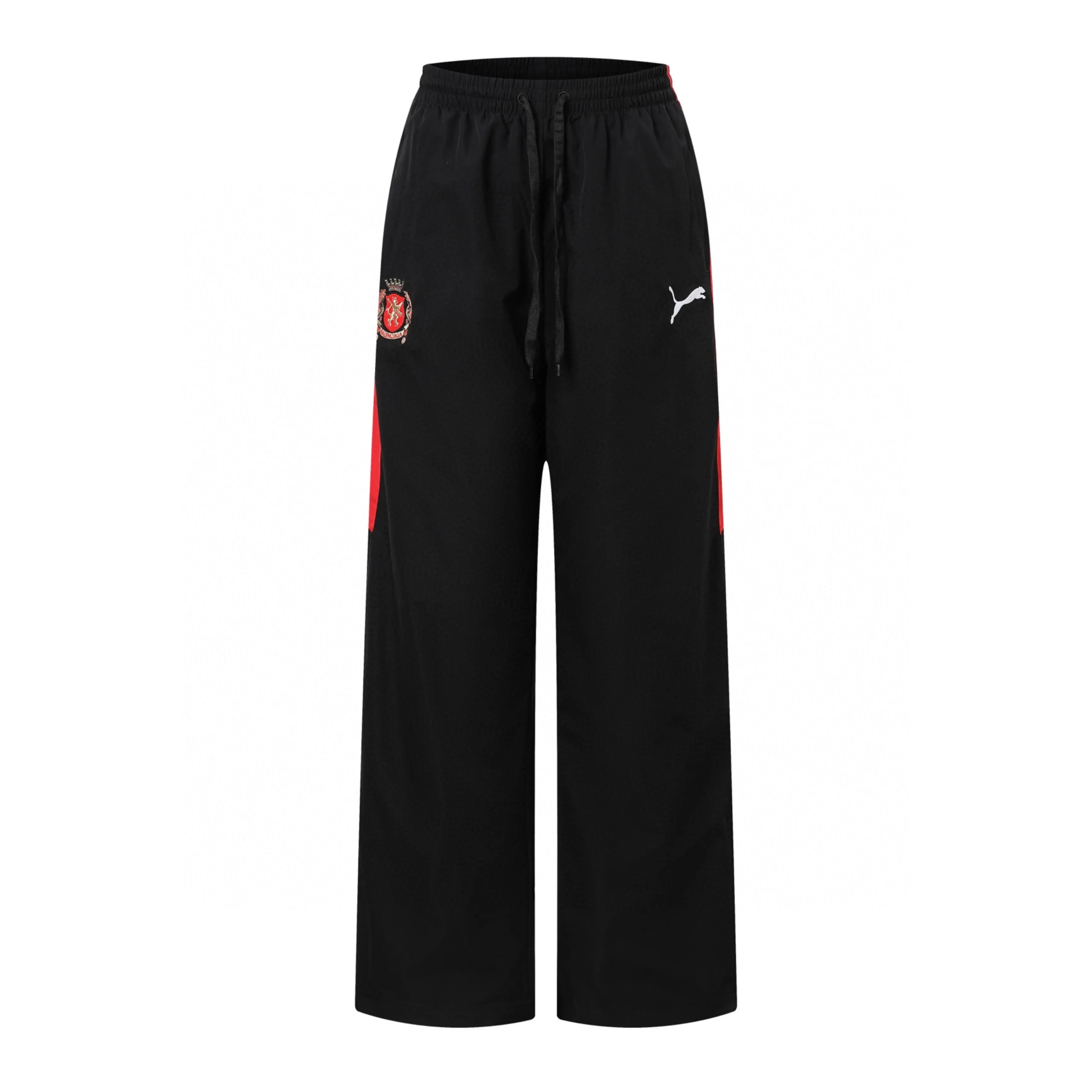 🅿️520 [Exclusive supply] BLCG x Puma 25FW Manchester United spliced ​​trousers. The fabric is made of high-quality 200D nylon cotton fabric. The inner mesh is more breathable and comfortable. It is different from the ready-made fabrics in the market. It is three times the price of ordinary fabrics in the market. The embroidery is made of imported Behringer, with precision operation of 10,000-needle density, hardware accessories, and zipper slider mold customization. Size:XS/S/M/L