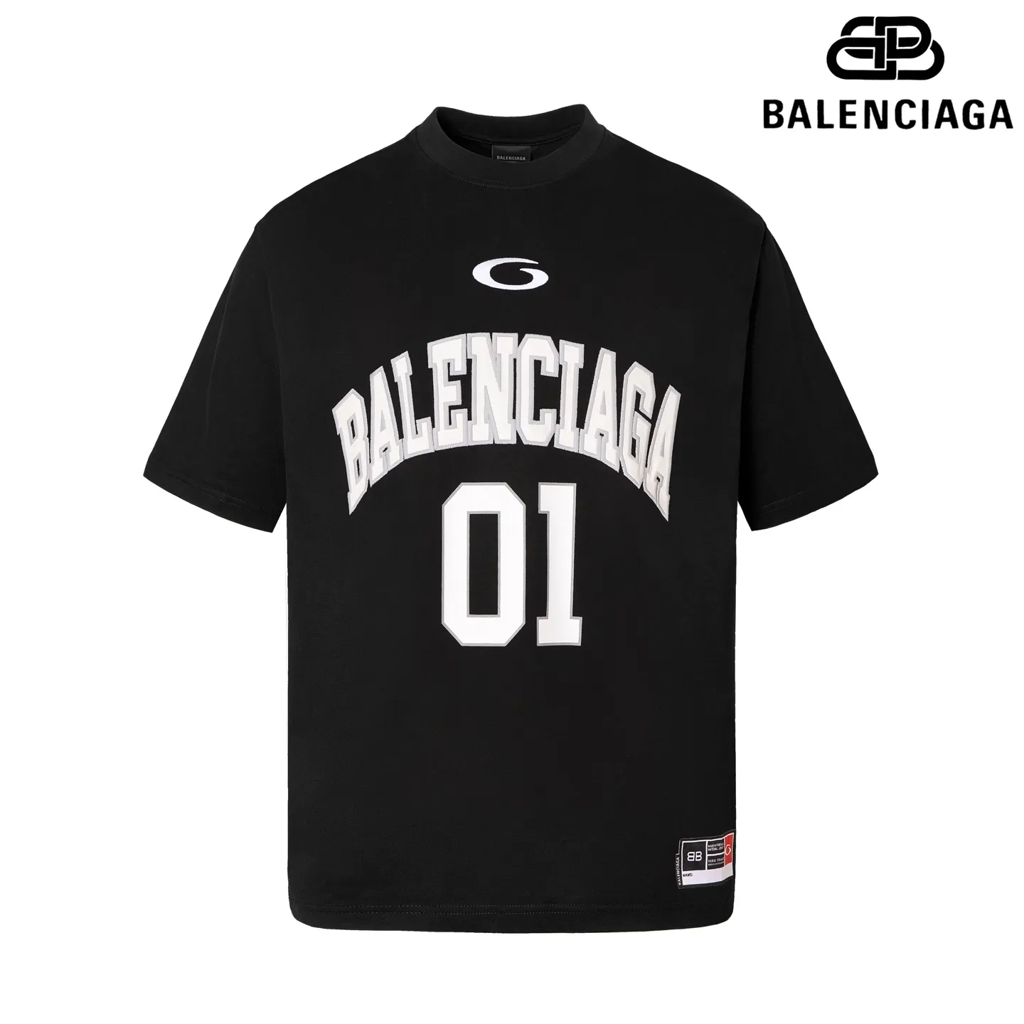 🅿️200 9180# Detailed picture Top version [[BALENCIA*GA] official website quality Paris new basketball jersey embroidered printed short-sleeved T-shirt OS version loose dropped shoulders Unisex fabric: 260 grams 100% cotton double yarn Process: embroidery printing on the front panel Car stamp in the lower left corner Back panel printing Garment washing Shape fixing Color: black white blue purple yellow Size: XS S M L