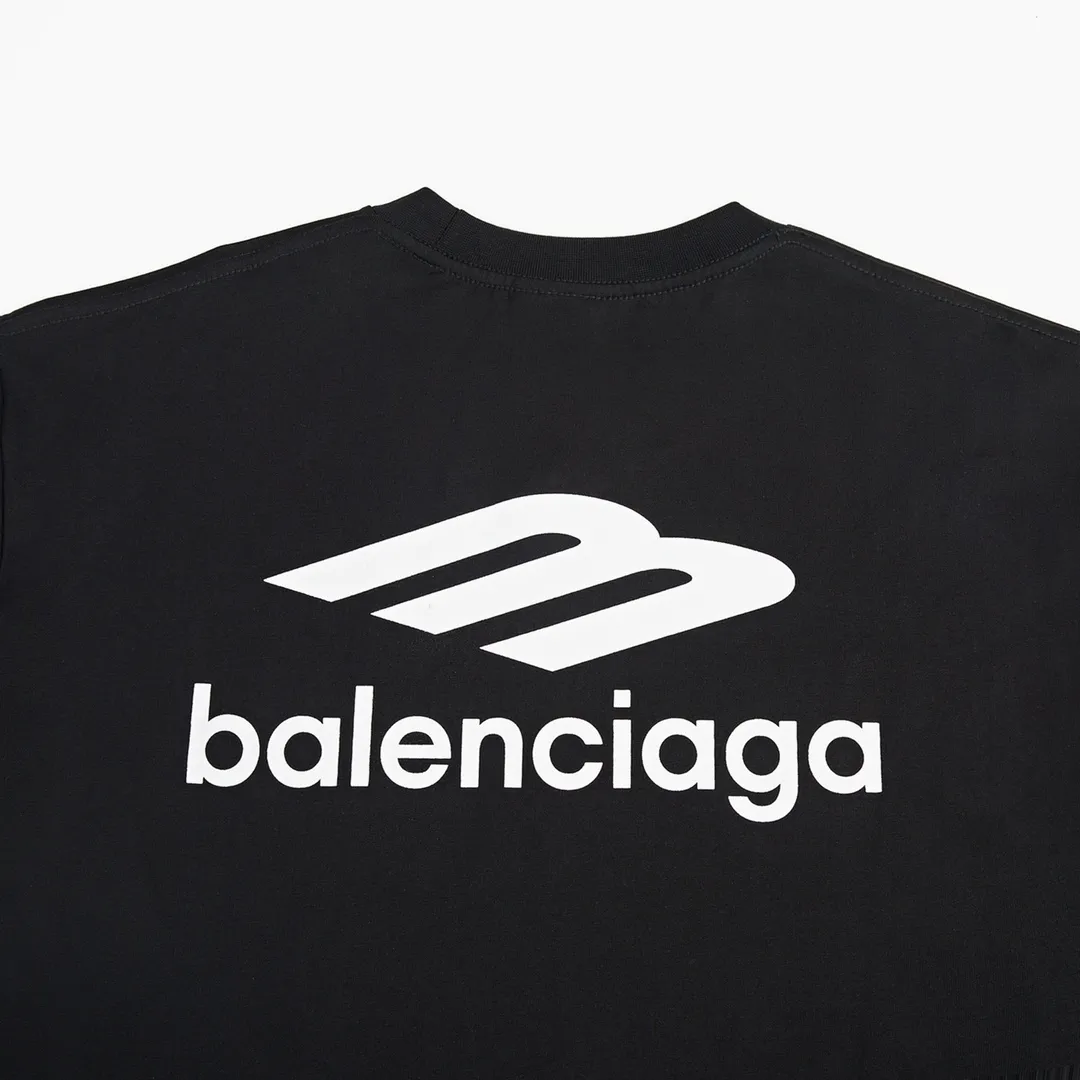 🅿️160 9128# Detailed picture Top version [[BALENCIA*GA] official website quality Paris new 3M classic letter LOGO printed short-sleeved T-shirt OS version Loose dropped shoulders Unisex style Fabric: 260 grams 100% cotton double yarn Technology: front and rear left and right sleeve printing Garment wash Shape solid color Color: black white Size: XS S M L