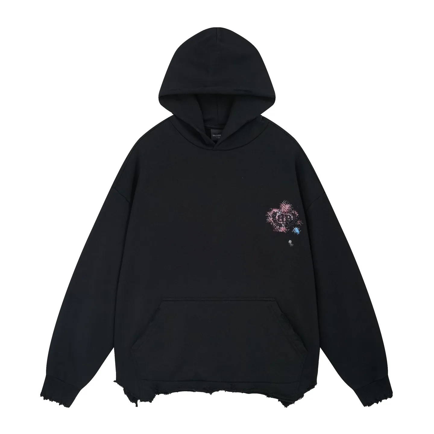 🅿️400 BALENCI*GA Paris embroidered wheat ear classic pattern hooded sweatshirt. The front embroidery uses an imported Tajima embroidery machine. The back letters are hand-painted graffiti color collision technology. The hand-made master positions and grinds at fixed points. Customized matching hardware. The letters are clear. The effect is three-dimensional. Exclusively pattern-woven and dyed 460g fabric. Threads are dyed in the same vat with zero color difference. Brick cabinet synchronization. Welcome to compare. Same style for men and women -Color: black -SIZE: Xs S M L style number 8989#