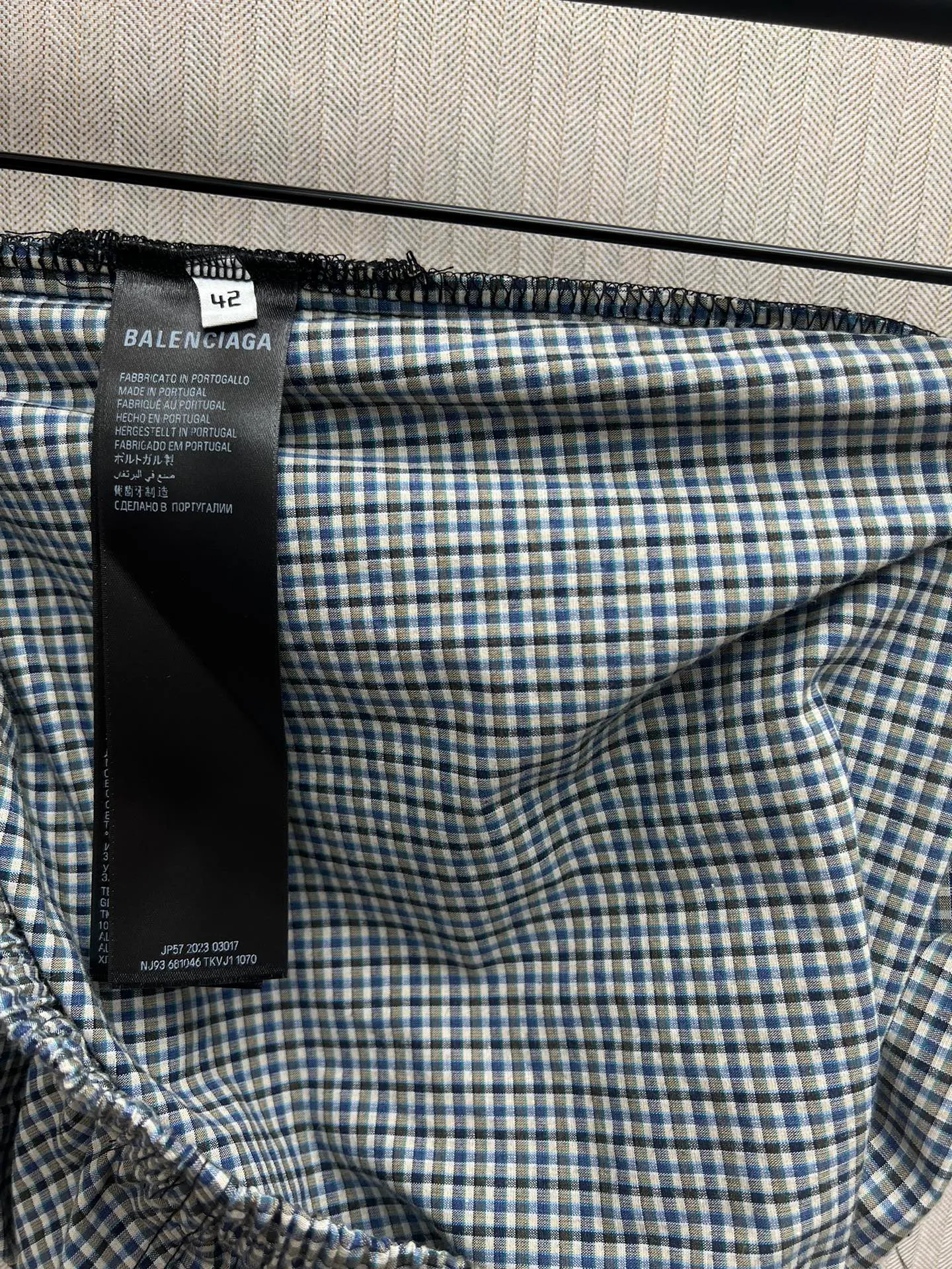 🅿️490 Paris 25ss new autumn series plaid cotton and linen blended sports casual pants loose fit men black high version code number: 42.44.46.