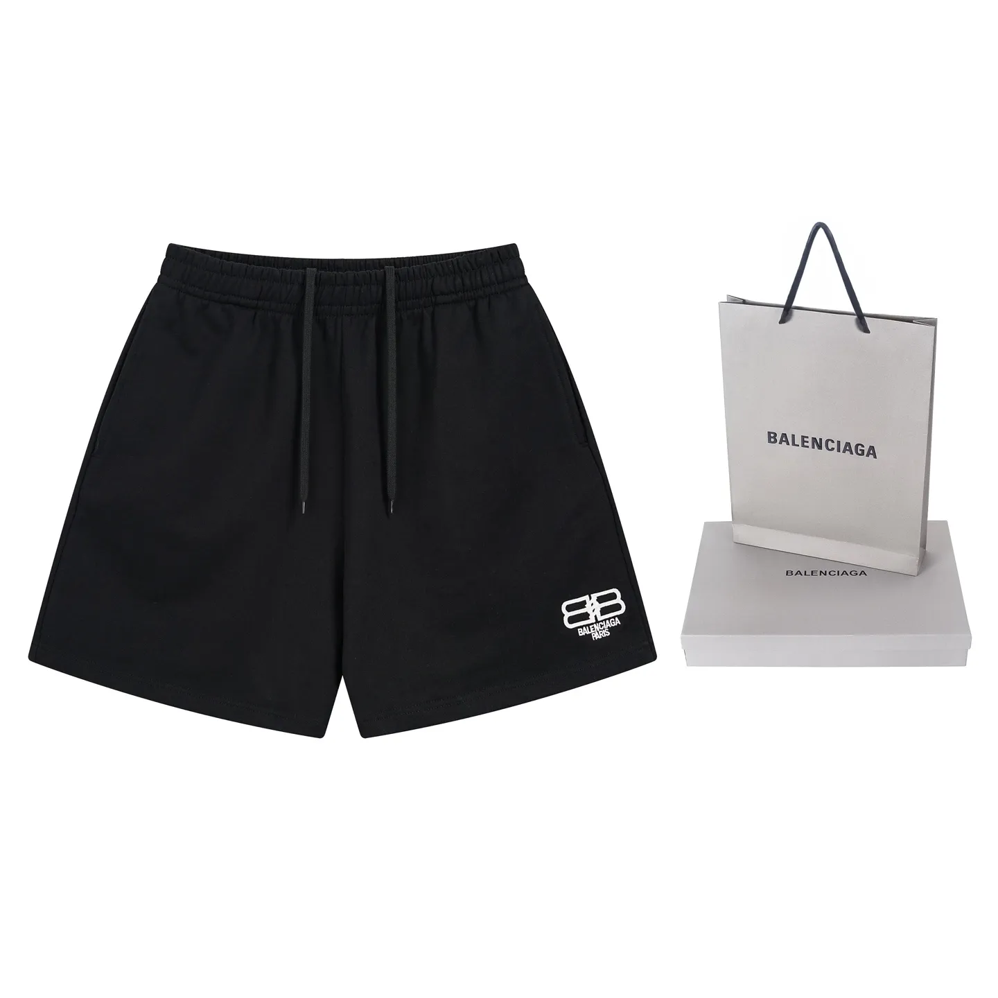 🅿️210 real photos [Top version. Official website quality] BALENCI*GA/Paris. New model. Double B classic LOGO embroidered shorts. Brick cabinet synchronization. Genuine product developed at the first time, please print and compare! The fabric is made of Paris ZP custom-woven and dyed 100% cotton terry sweatshirt. The weight is 460 grams. The cloth surface is clean. The cloth pattern is clear and the hand feels soft and comfortable. The embroidery uses an imported Tajima embroidery machine. The letters are clear and the effect is three-dimensional. The version adopts a loose version. Same style for men and women. Code: BL257016 Color: black, rice size: XS S M L