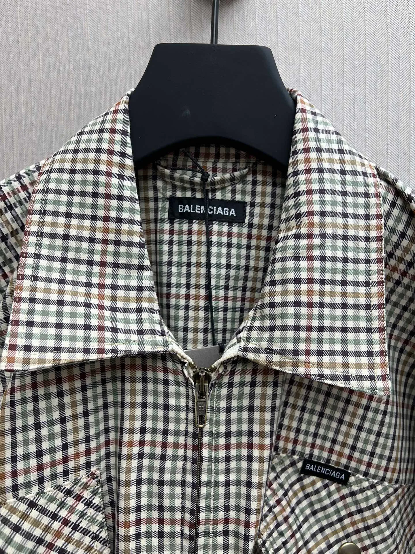 🅿️650 Paris 25ss new plaid flannel zipper long-sleeved shirt, loose fit, men's size: 0.1.2.3.