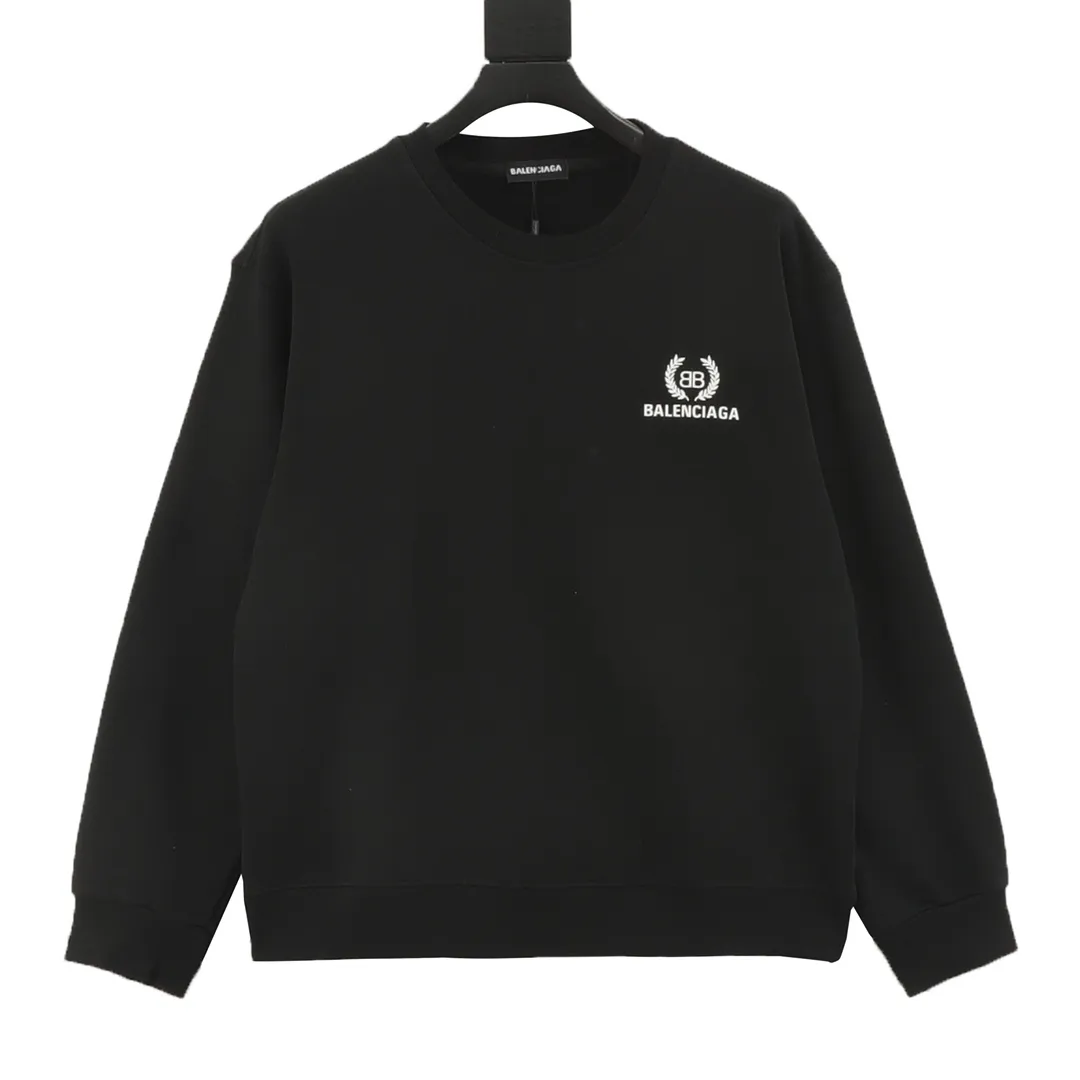 🅿️500 Balenciaga 25FW wheat ear round neck sweatshirt 480g high-grade combed cotton fabric counter collar label purchase-grade white thick plate hangtag original hanging grain three-dimensional foam printing on the front and back with strong layering Uniform style for men and women Couple style oversize version loose Size: S-XL