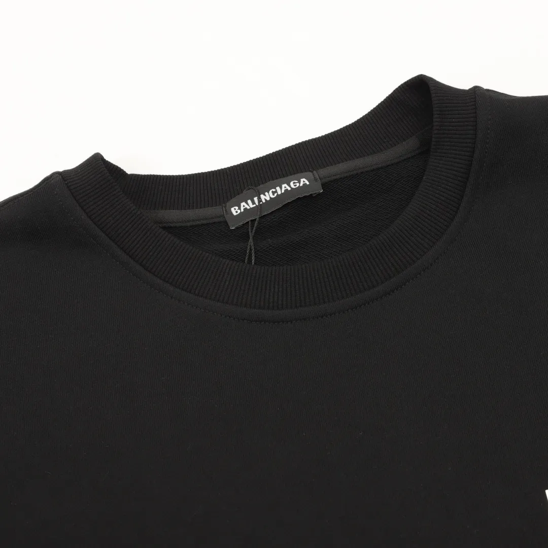 🅿️500 Balenciaga 25FW wheat ear round neck sweatshirt 480g high-grade combed cotton fabric counter collar label purchase-grade white thick plate hangtag original hanging grain three-dimensional foam printing on the front and back with strong layering Uniform style for men and women Couple style oversize version loose Size: S-XL