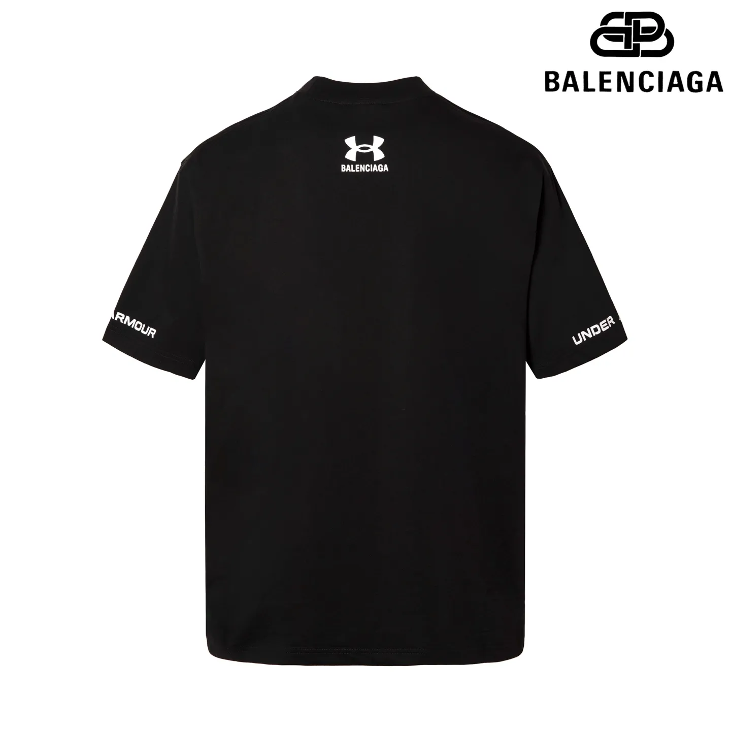 🅿️160 9182# Detailed picture Top version [[BALENCIA*GA] Official website quality New Paris joint Under Armor printed short-sleeved T-shirt OS version Loose dropped shoulders Unisex style Fabric: 260g 100% cotton double yarn Technology: Front and rear panels left and right sleeve printing Garment wash Shape solid Color: Black Size: XS S M L