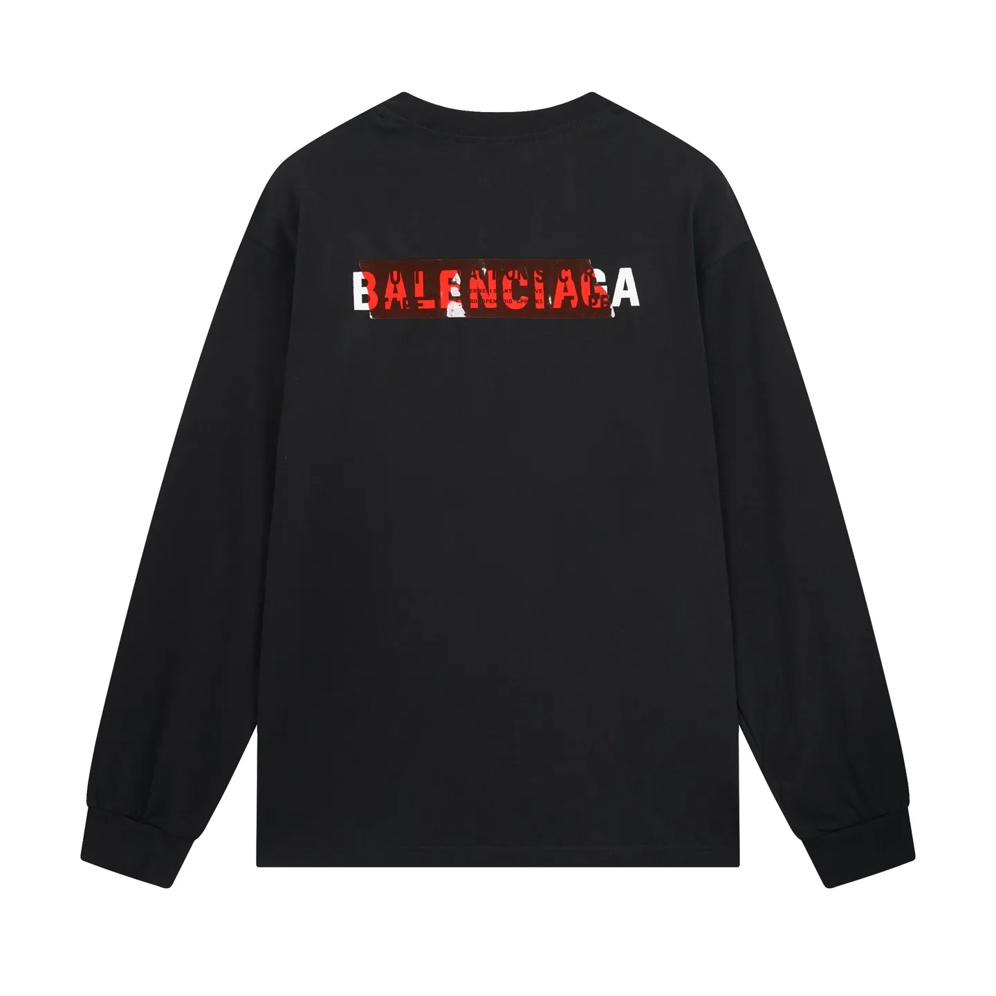 🅿️230 real photos [Top version. Official website quality] BALENCI*GA/Paris #2025 new style long-sleeved T-shirt with embroidered front and rear letter LOGO tape, full of design. Comparisons are welcome. The fabric is made of Paris ZP custom-woven and dyed cotton double yarn, weight 260 grams, clean cloth surface, clear cloth pattern, soft and comfortable. The threads are dyed with no color difference. The classic letter LOGO is embroidered with imported Tajima embroidery machine. The tape is stamped with imported transparent glue. The effect is three-dimensional. Restore the brick cabinet, adopt OS loose shoulder style. Same style for men and women. Code: BL255091 Color: Black Size: XS S M L