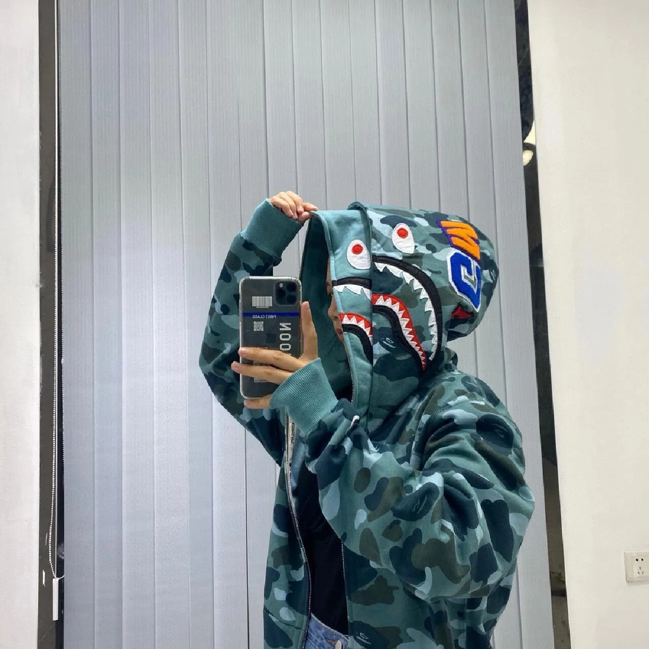 💰440 BAPE WGM letter patch camouflage pattern double hooded zipper sweatshirt High weight pure cotton custom fabric 1:1 heavyweight couple model: S-XXL [camouflage green, camouflage gray]