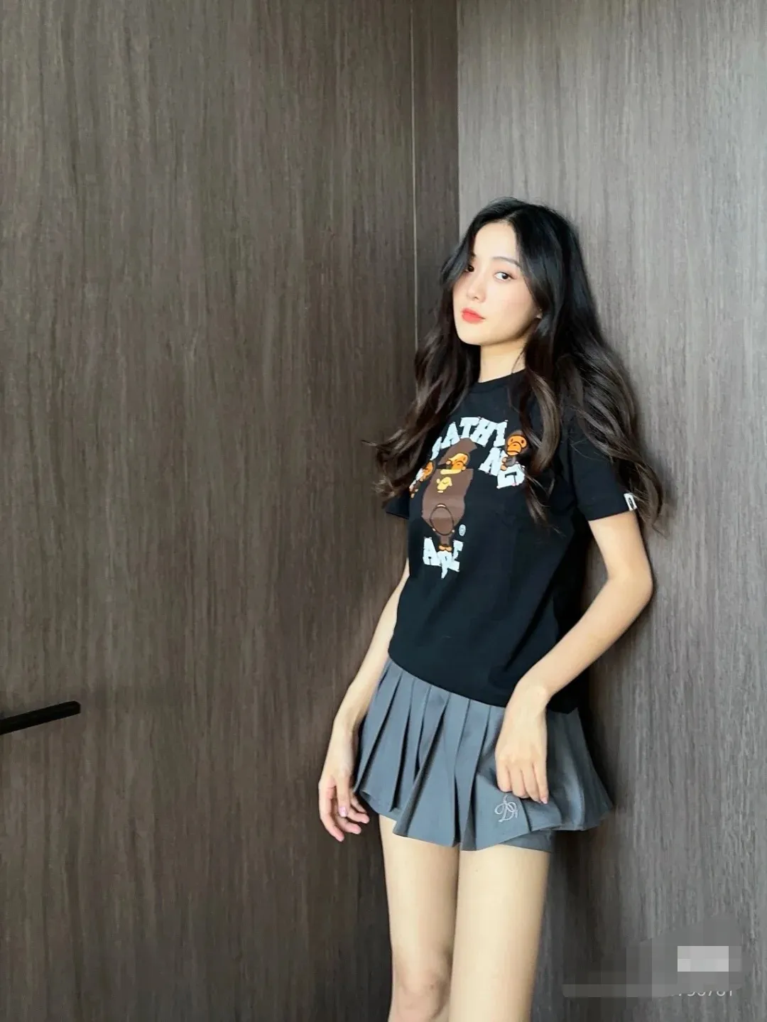 P110 00142 BAPE FW23 letter printed round neck pullover short-sleeved T-shirt, same style for men and women, size smlxlxxl, black and white
