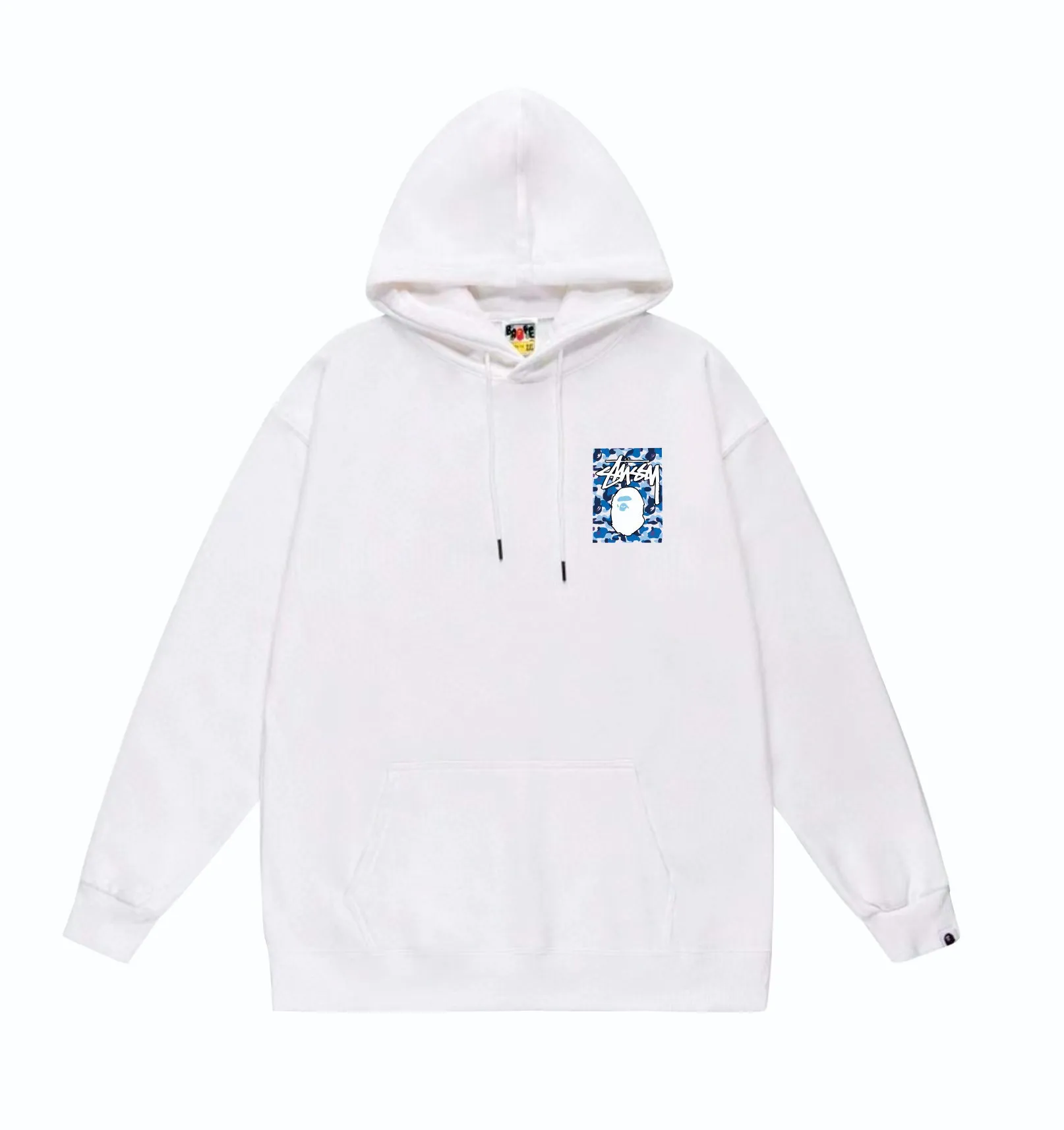 P160 model number SC803# terry 80 plus velvet 90 (top version) BAPE×STUSSY co-branded Stussy letter printed hooded sweatshirt Made of 380g large terry (drop shoulder large version) fabric, soft and non-pilling texture, imported environmentally friendly printing glue, bright and three-dimensional pattern, quality 💥Same style for men and women. The upper body is trendy. Color: black, blue and white, white and blue, gray, blue and white, black, blue and black, white, blue and black, gray, blue and black. Size: S M L XL XXL