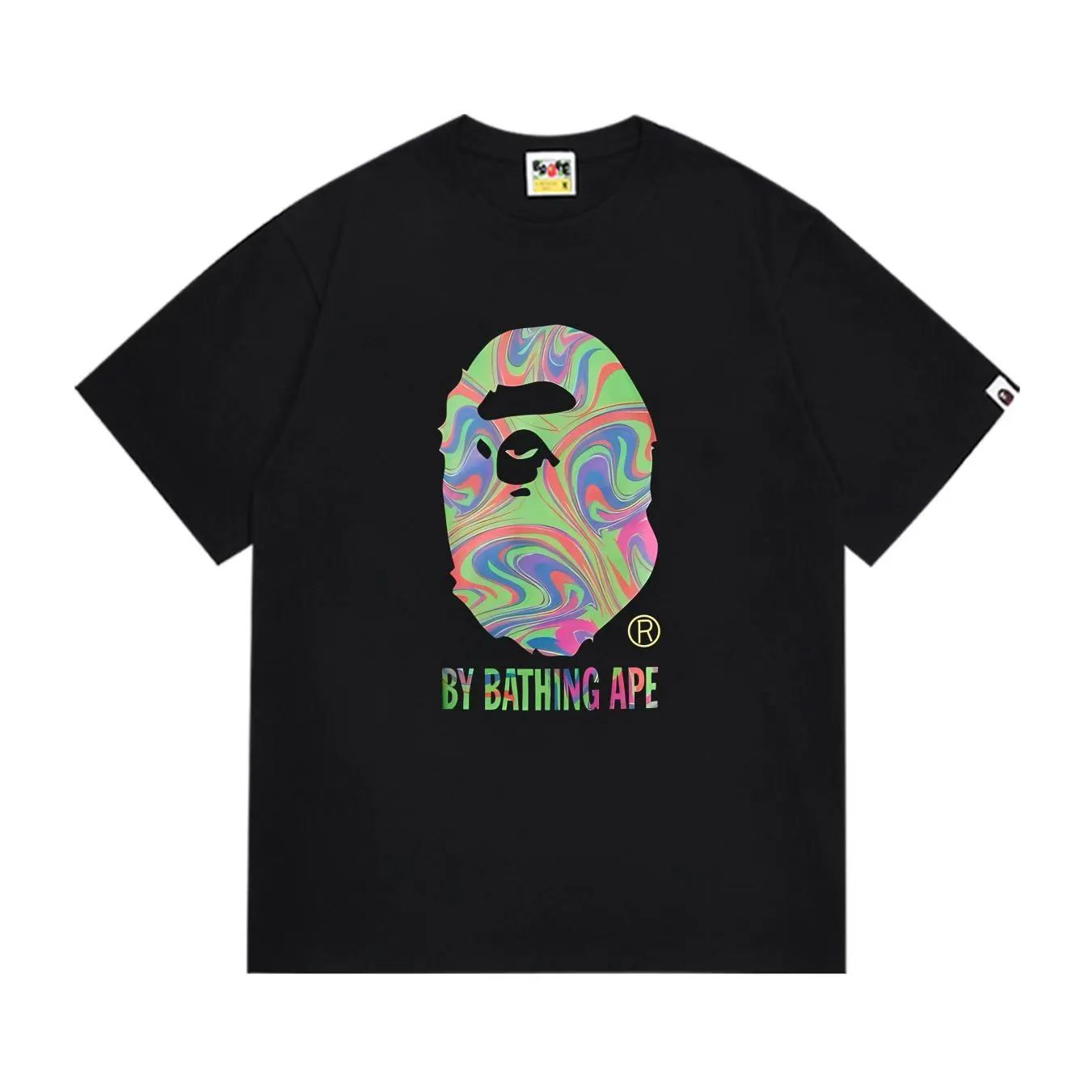 SC280#p110💰 (top version) BAPE uses 260 grams of high-quality high-weave pure cotton fabric, double yarn combed, soft texture and no pilling, imported environmentally friendly printing glue, bright and three-dimensional pattern, quality 💥Same style for men and women, the upper body is fashionable Color: Black White Size: S M L XL XXL