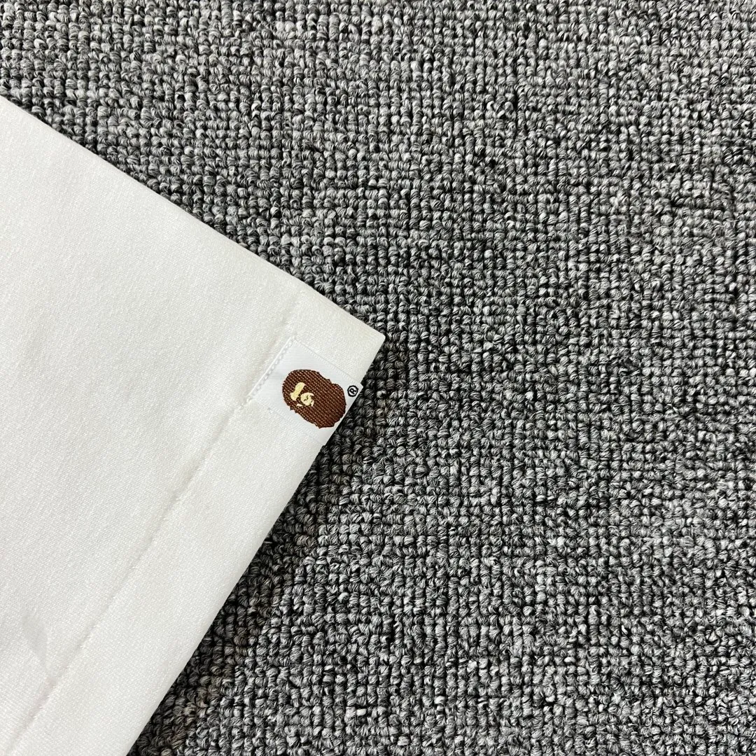 💰140 BAPE classic ape head letter print 280g heavy linen cotton fabric ZP version Couple style: S-XXL [Mi Xing white black navy]