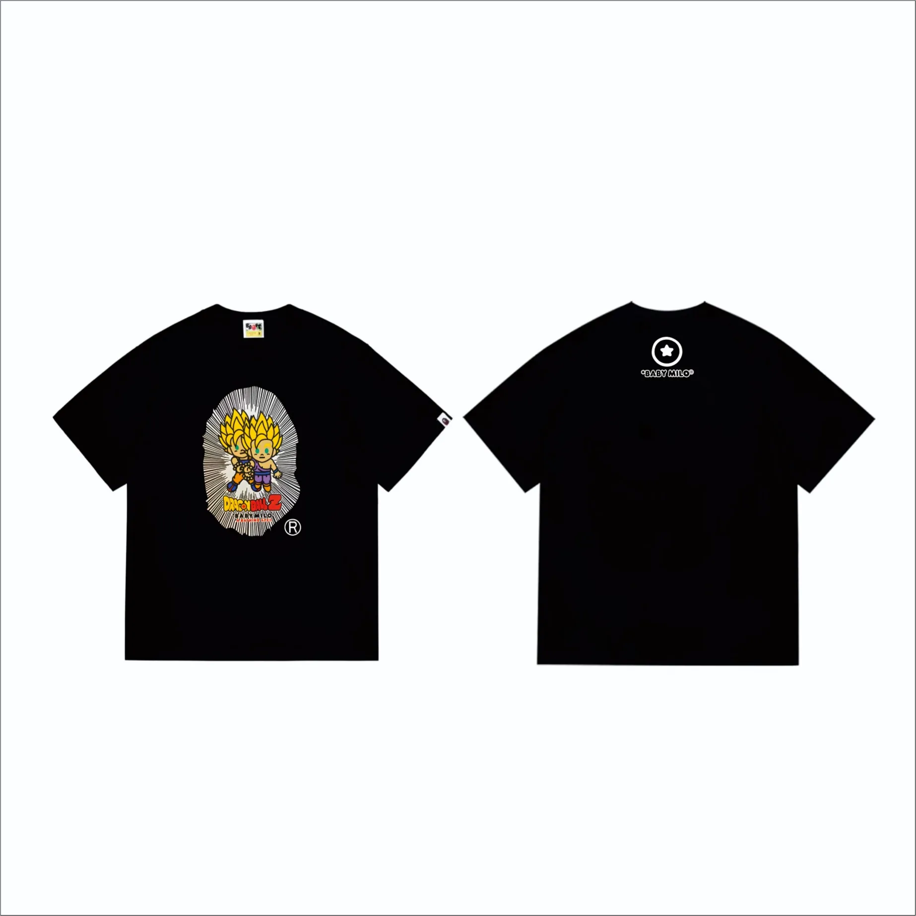 SC255#p110💰 (Top version) BAPE Dragon Ball co-branded Super Saiyan Great Ape printed T-shirt Made of 260 grams of high-quality high-weave pure cotton fabric, double yarn combed, soft texture and no pilling Imported environmentally friendly printing glue, bright and three-dimensional pattern, quality 💥Same style for men and women, the upper body is fashionable Color: black white Size: S M L XL XXL