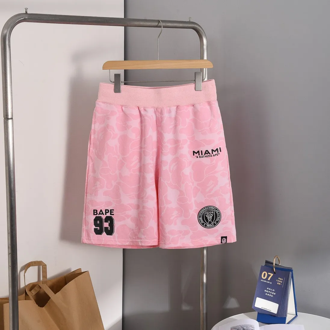 P150 Miami - Style No. B201 BAPE×inter MIAMI Messi joint Miami International multi-color camouflage shorts Color: black, white, pink Size: S M L XL XXL
