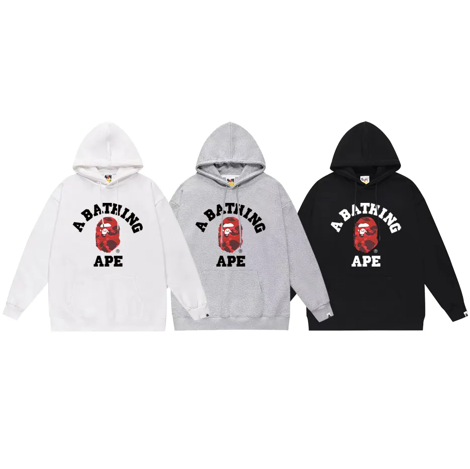Model No. SC753#terry p160 plus velvet 180💰 (top version) BAPE classic monogram ape head pattern hooded sweatshirt. Made of 380 grams of large terry (drop shoulder large version) fabric. The texture is soft and non-pilling. Imported environmentally friendly printing glue. The pattern is bright and three-dimensional. Quality💥Same style for men and women. The upper body is trendy. Color: black white gray Size: S M L XL XXL