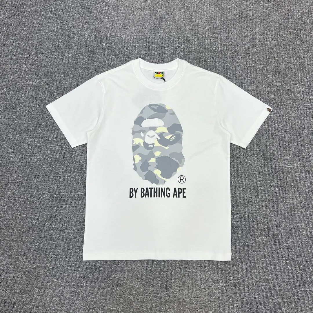 💰140 BAPECITY CAMO APE TEE luminous camouflage letter print 280g weight linen cotton fabric ZP version couple model: S-XXL [black gray white gray black black white black]