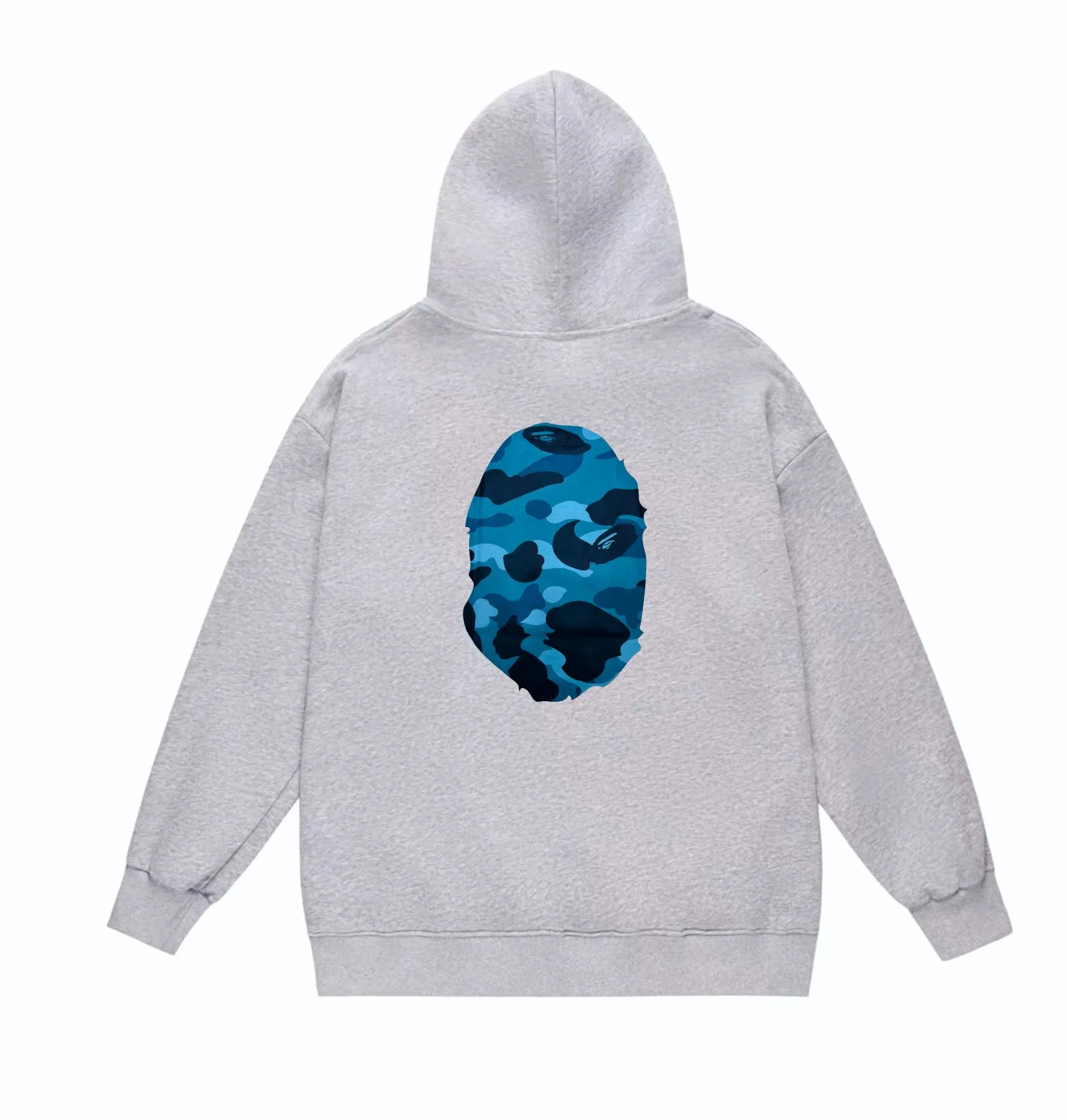 P160 model number SC852# terry 80 plus velvet 90 (top version) BAPE honeycomb camouflage letters great ape head print pattern hooded sweatshirt. Made of 380g large terry (drop shoulder large version) fabric, soft texture and no pilling. Imported environmentally friendly printing glue. Bright and three-dimensional pattern. Quality 💥Same style for men and women. The upper body is trendy. Color: black and blue, white and blue, gray and blue, black and gray, white and gray, gray and gray. Size: S M L XL XXL