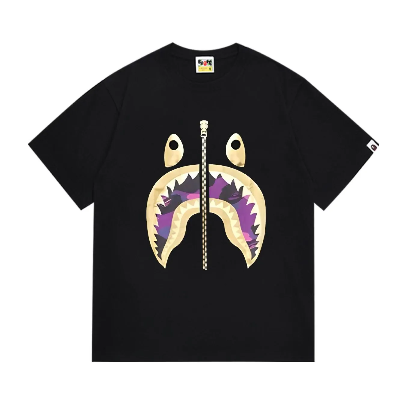 SC1014#p110💰 (top version) BAPE uses 260 grams of high-quality high-weave pure cotton fabric, double yarn combed, soft texture and no pilling, imported environmentally friendly printing glue, bright and three-dimensional pattern, quality 💥Same style for men and women, the upper body is trendy Color: Black White Size: S M L XL XXL