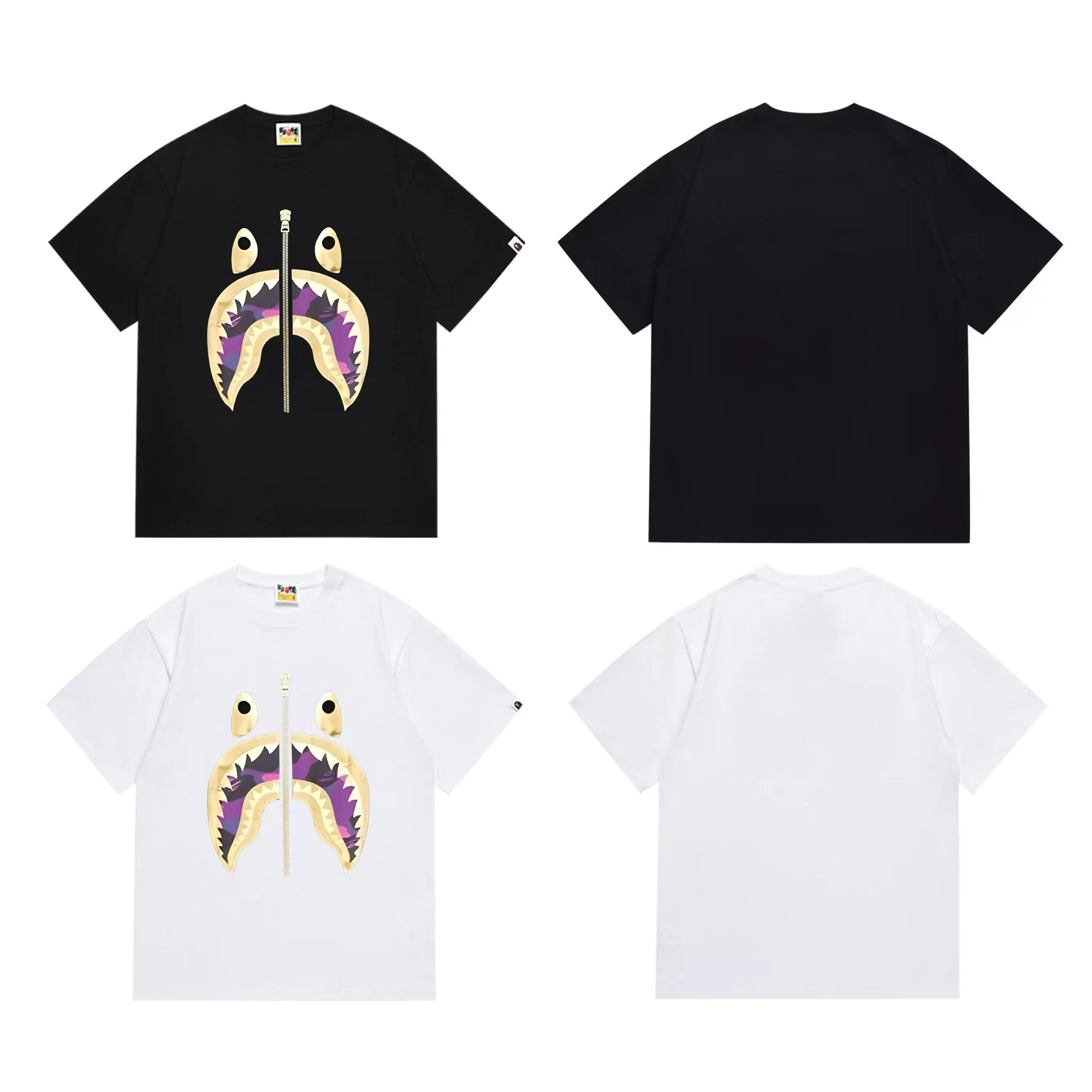SC1014#p110💰 (top version) BAPE uses 260 grams of high-quality high-weave pure cotton fabric, double yarn combed, soft texture and no pilling, imported environmentally friendly printing glue, bright and three-dimensional pattern, quality 💥Same style for men and women, the upper body is trendy Color: Black White Size: S M L XL XXL
