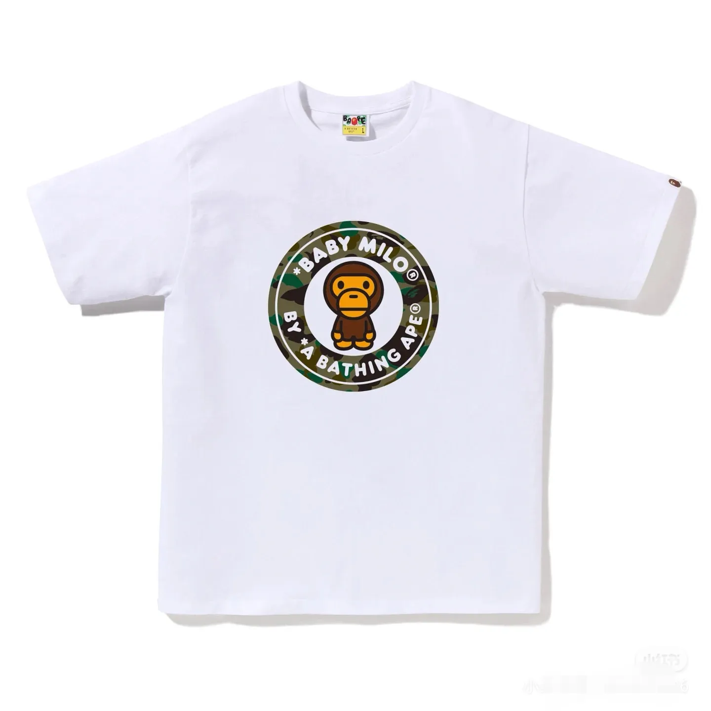 P110 001104 BAPE SS25 1ST CAMO series little monkey print round neck short-sleeved T-shirt, same style for men and women, size since black and green, black and yellow, black and gray, white and green, white and yellow, white and gray