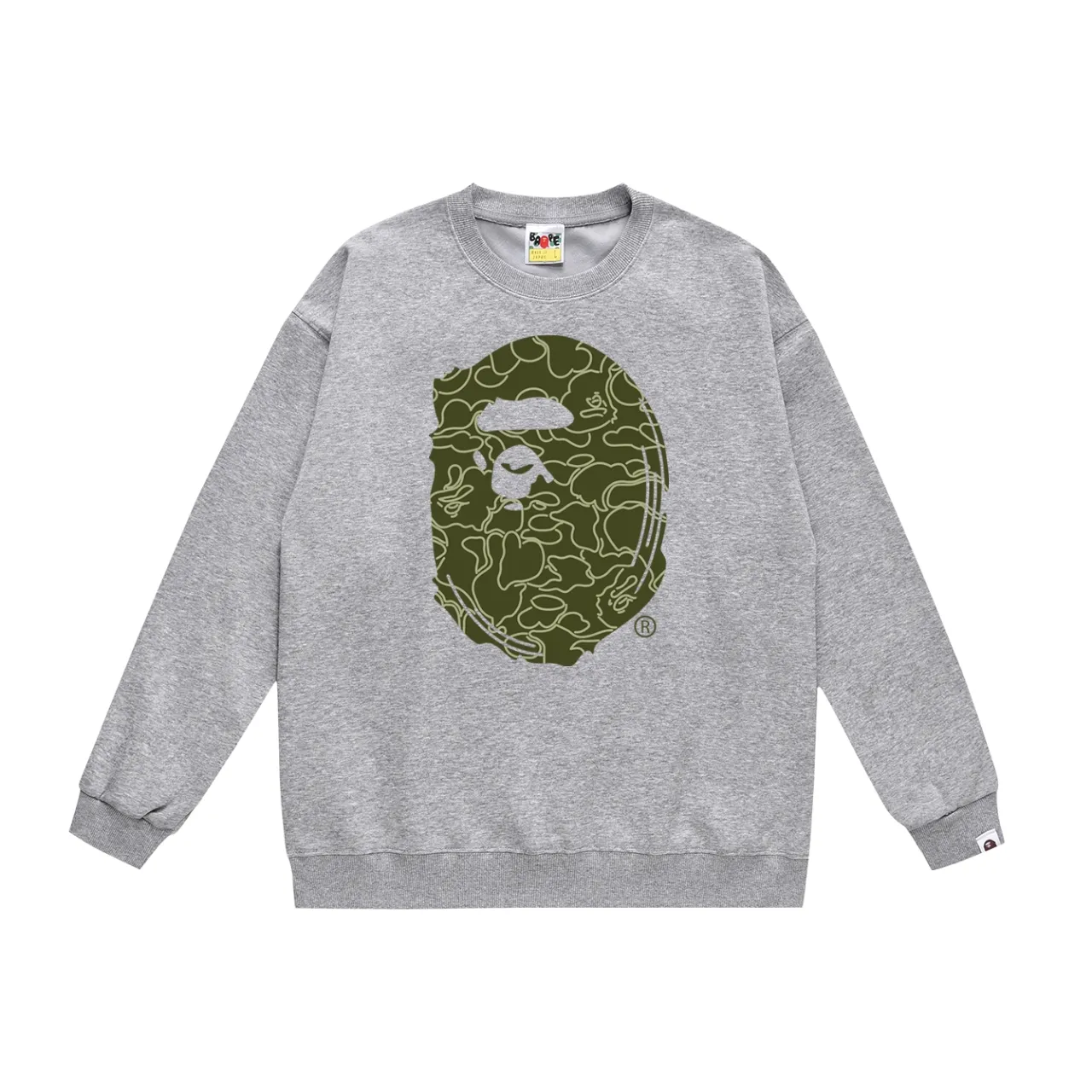 P160 model number SC473# terry 80 plus velvet 90 (top version) BAPE Monkey Head 30th Anniversary Limited Edition Camouflage Round Neck Sweater Made of 380g large terry (drop shoulder large version) fabric, soft and non-pilling texture, imported environmentally friendly printing glue, bright and three-dimensional pattern, quality 💥Same style for men and women. The upper body is trendy. Colors: black green, white green, gray green, black red, white red, gray red, black blue, white blue Gray blue Size: S M L XL XXL
